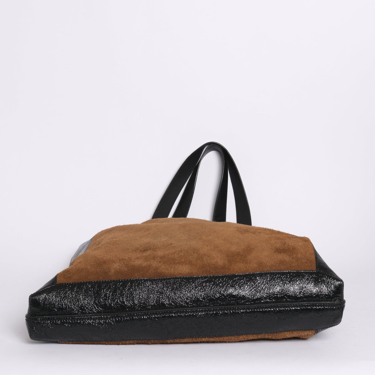 Gucci Ophidia Brown & Black Suede Patent Leather Jumbo Shopping Tote