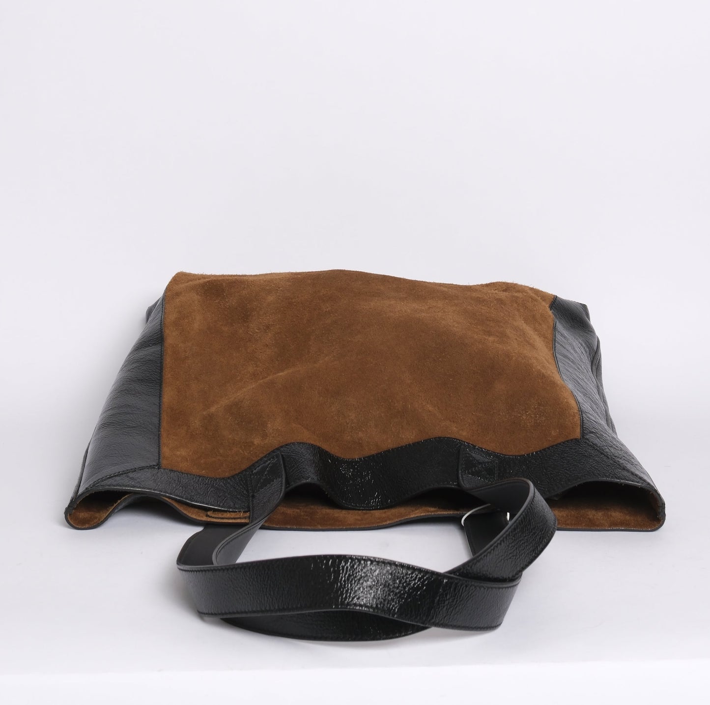Gucci Ophidia Brown & Black Suede Patent Leather Jumbo Shopping Tote