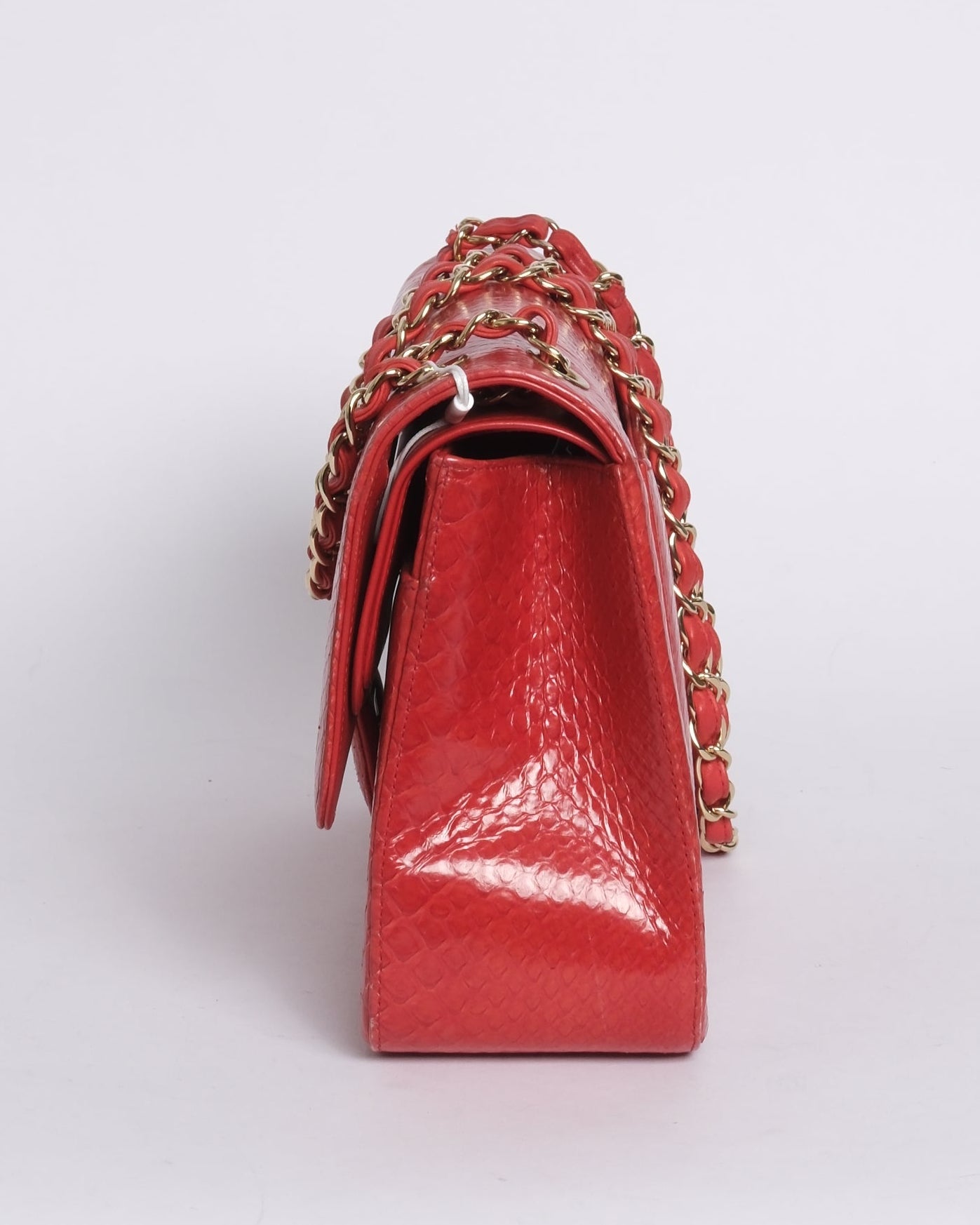 RARE Chanel Red Python Leather Jumbo Double Flap LGHW