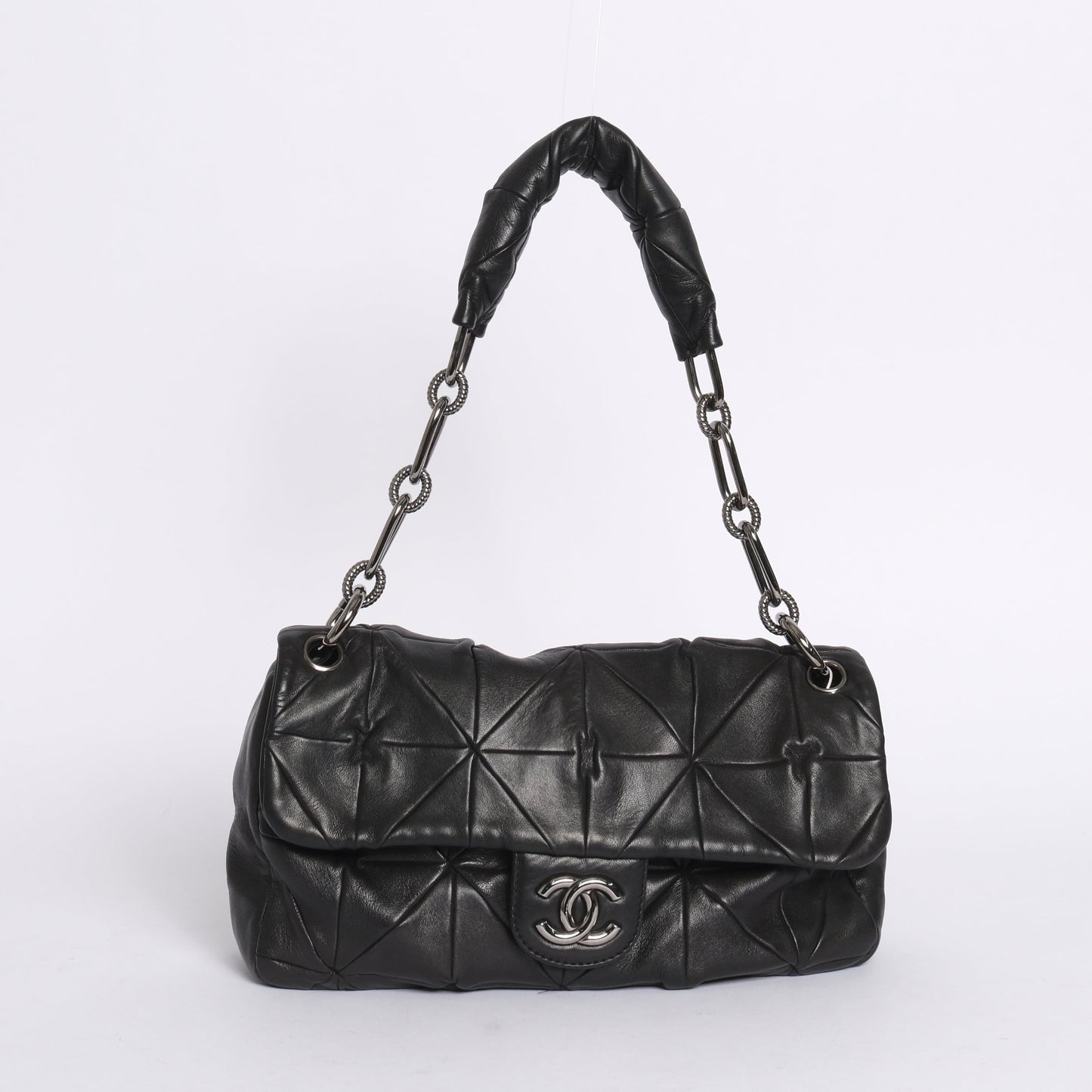 Chanel Black Lambskin Leather Origami Quilted Flap SHW