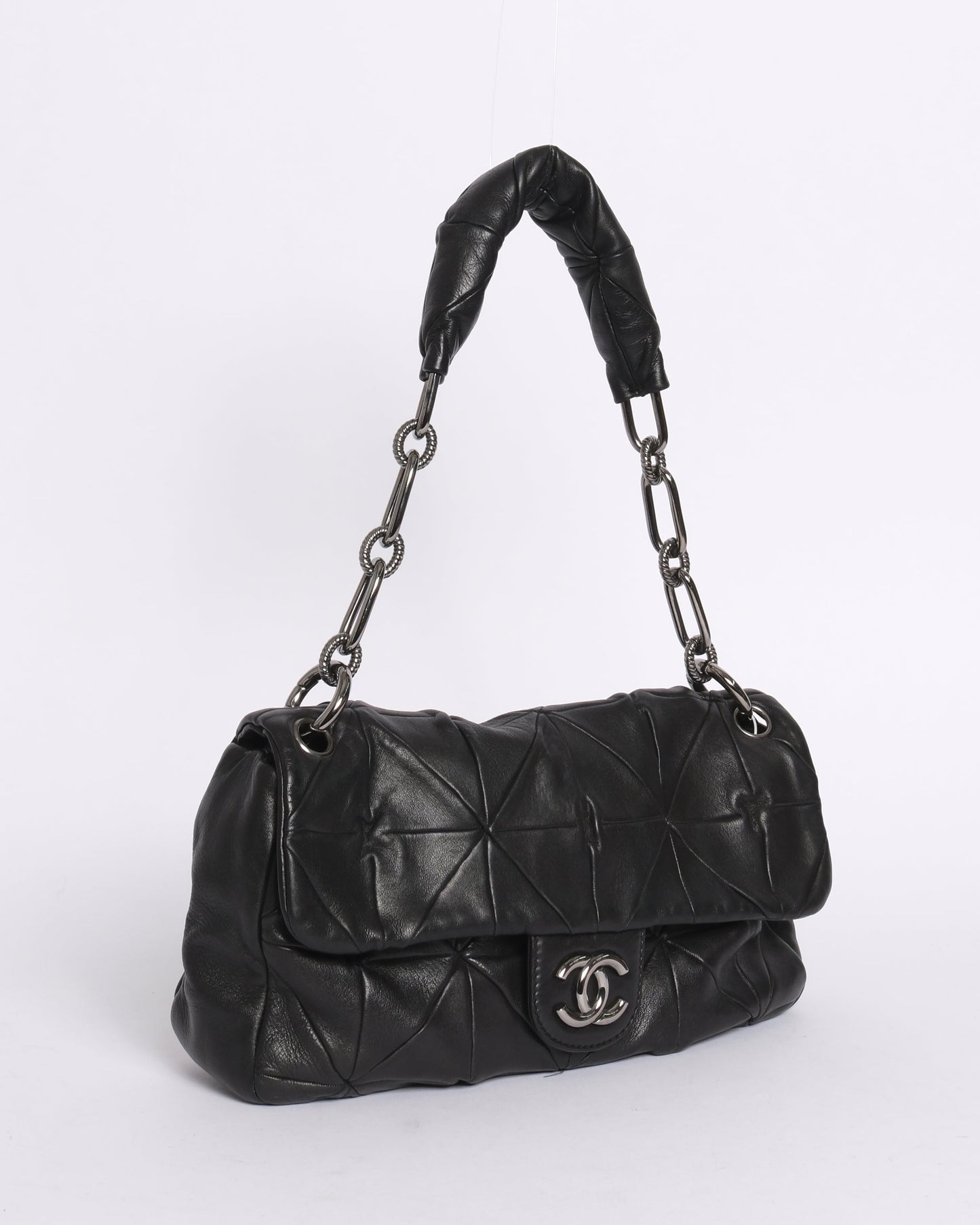 Chanel Black Lambskin Leather Origami Quilted Flap SHW