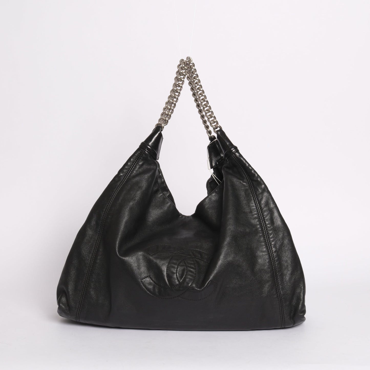 Chanel 2008 Black Lambskin Leather CC Rodeo Drive Tote