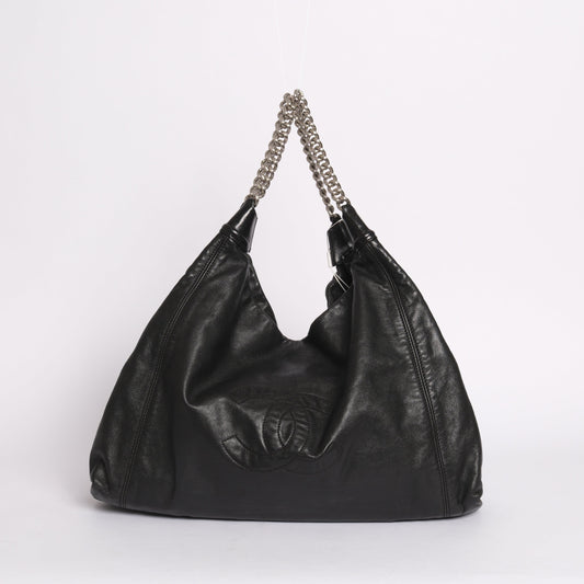 Chanel 2008 Black Lambskin Leather CC Rodeo Drive Tote