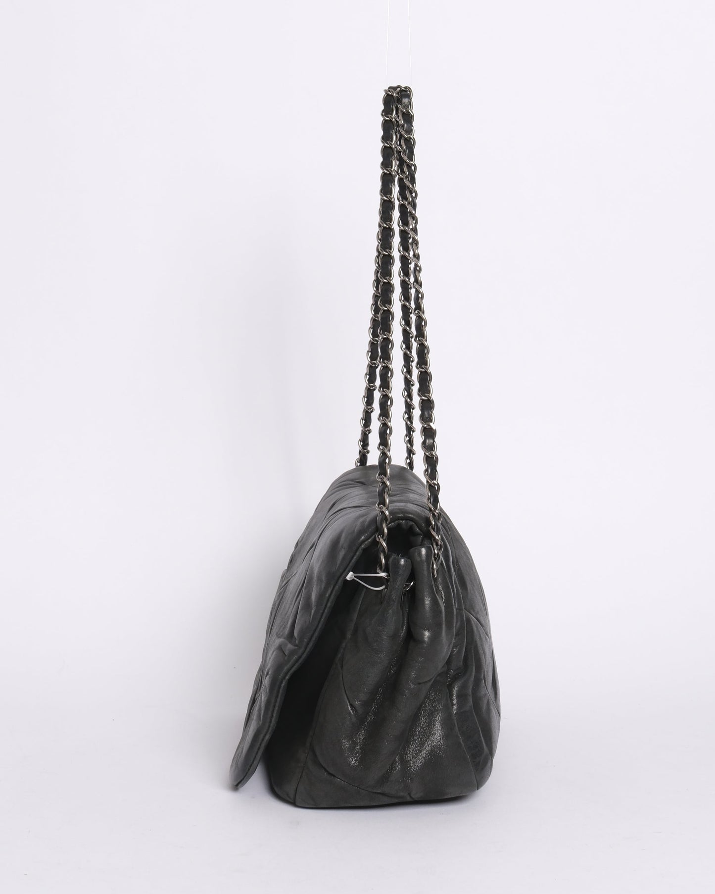 Chanel Black Lambskin Leather Iridescent CC Glint Accordion Flap