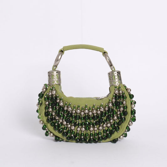 Chloe Green Multicolored Beaded Bracelet Bag