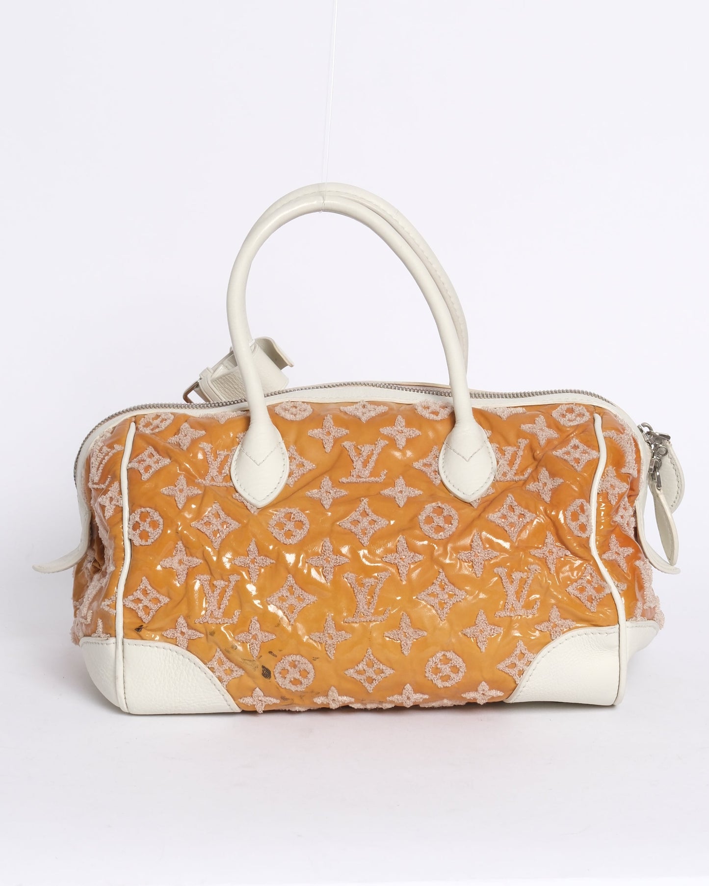 Louis Vuitton 2012 Orange Patent Leather Monogram Booklet Speedy