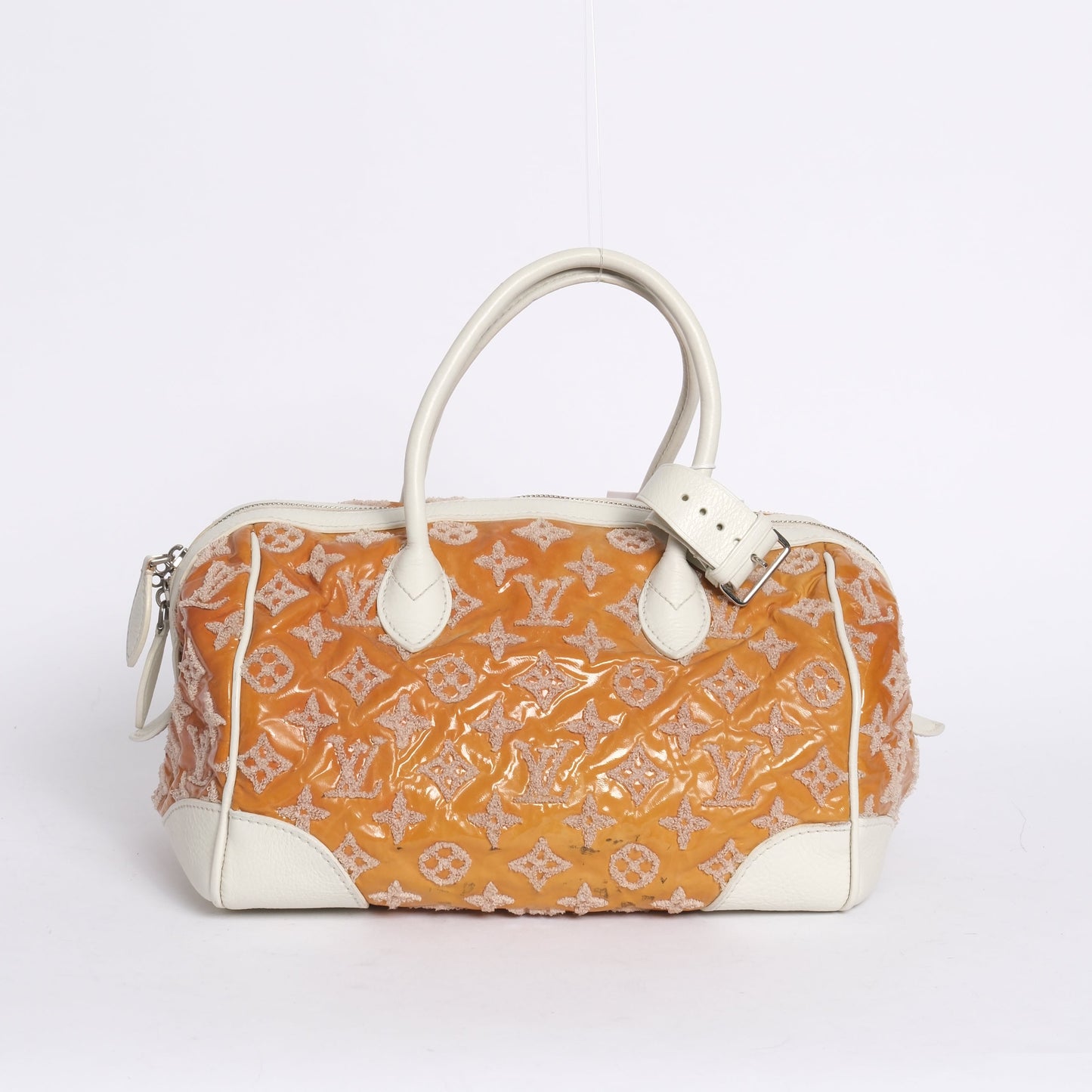 Louis Vuitton 2012 Orange Patent Leather Monogram Booklet Speedy