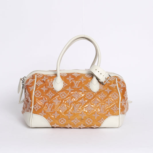 Louis Vuitton 2012 Orange Patent Leather Monogram Booklet Speedy