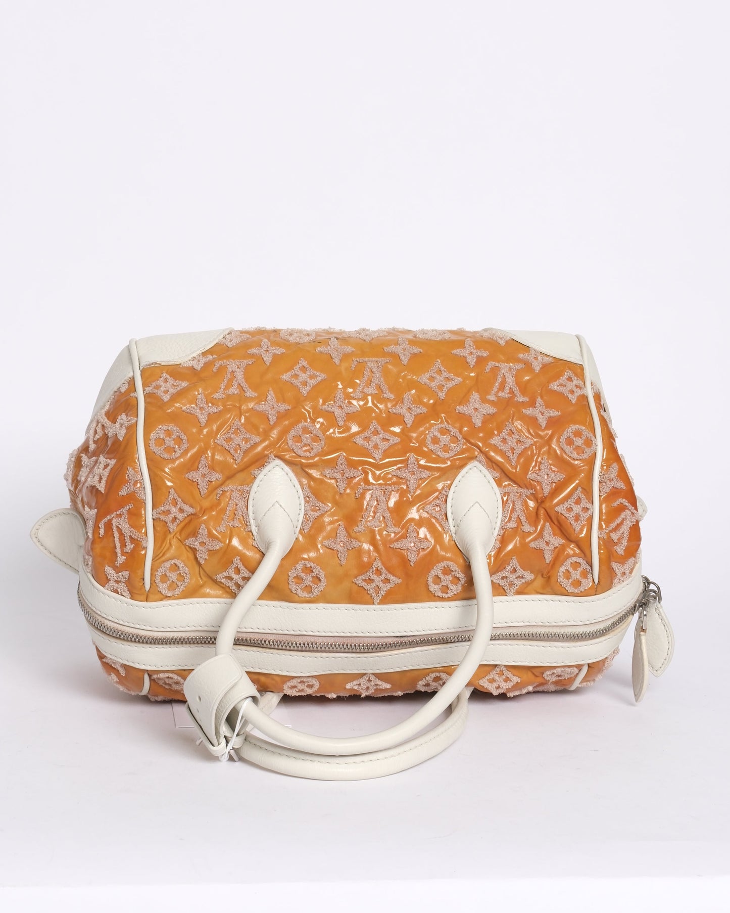 Louis Vuitton 2012 Orange Patent Leather Monogram Booklet Speedy