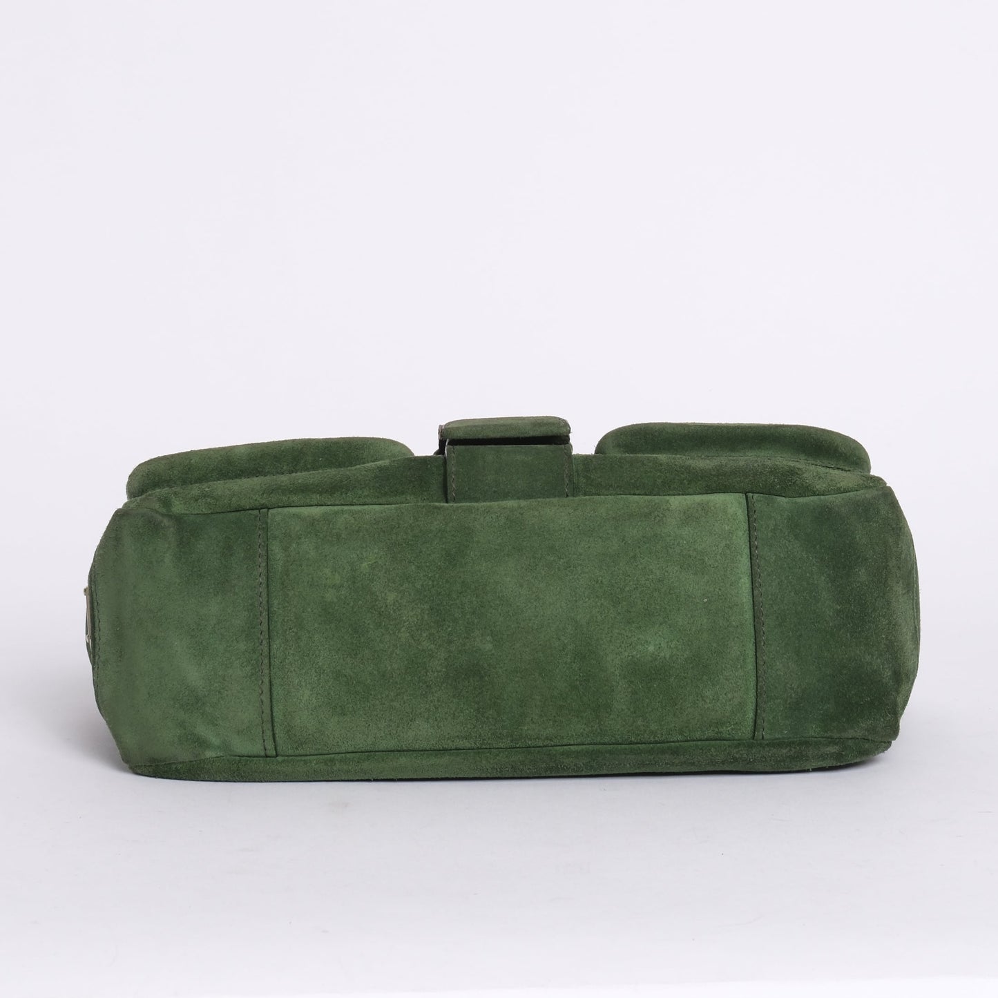Prada Green & Brown Suede Buckle Flap Shoulder Bag