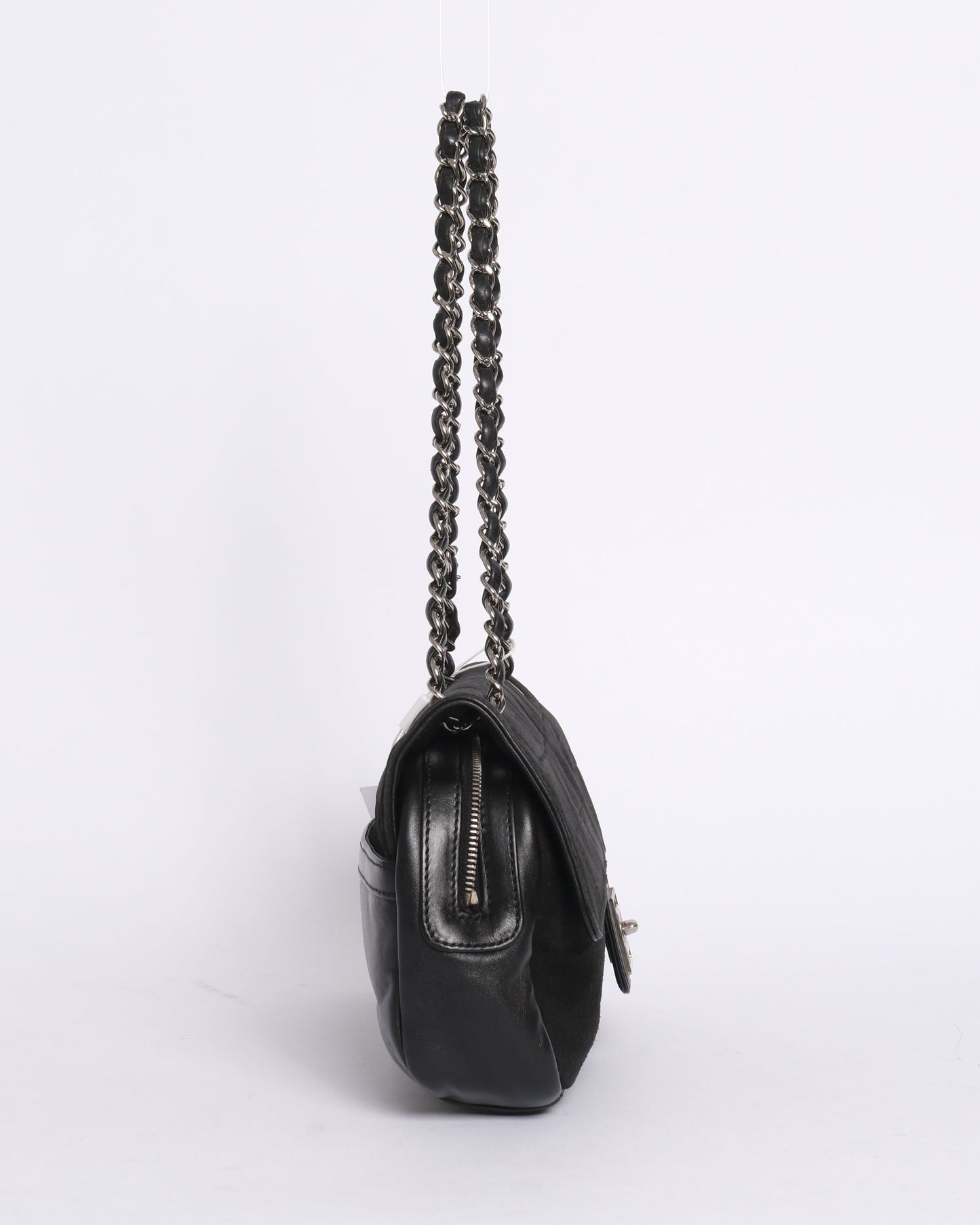 Chanel Black Suede & Leather Chocolate Bar Sports Ligne Flap