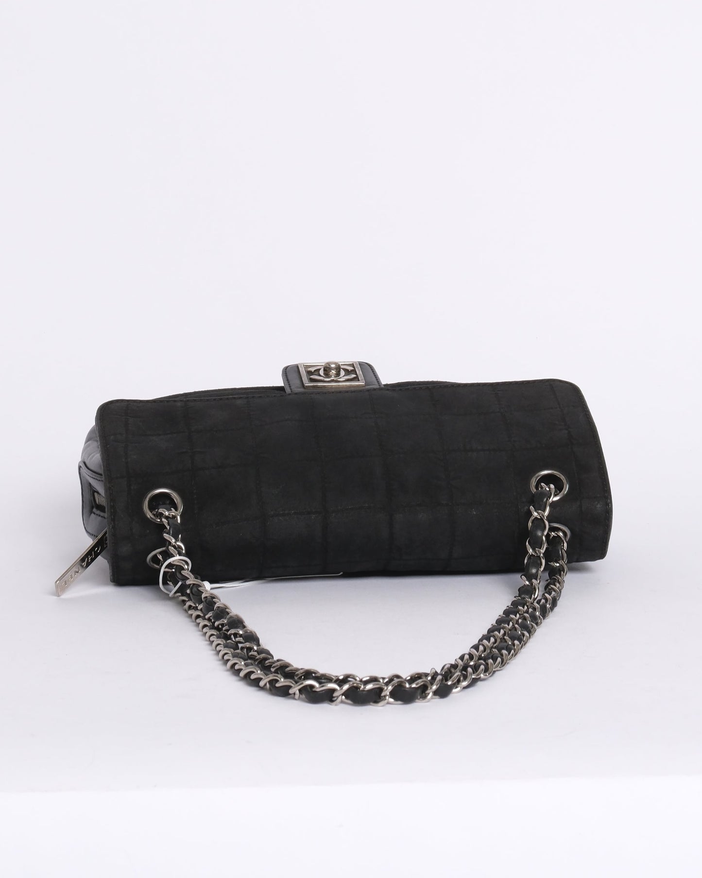 Chanel Black Suede & Leather Chocolate Bar Sports Ligne Flap