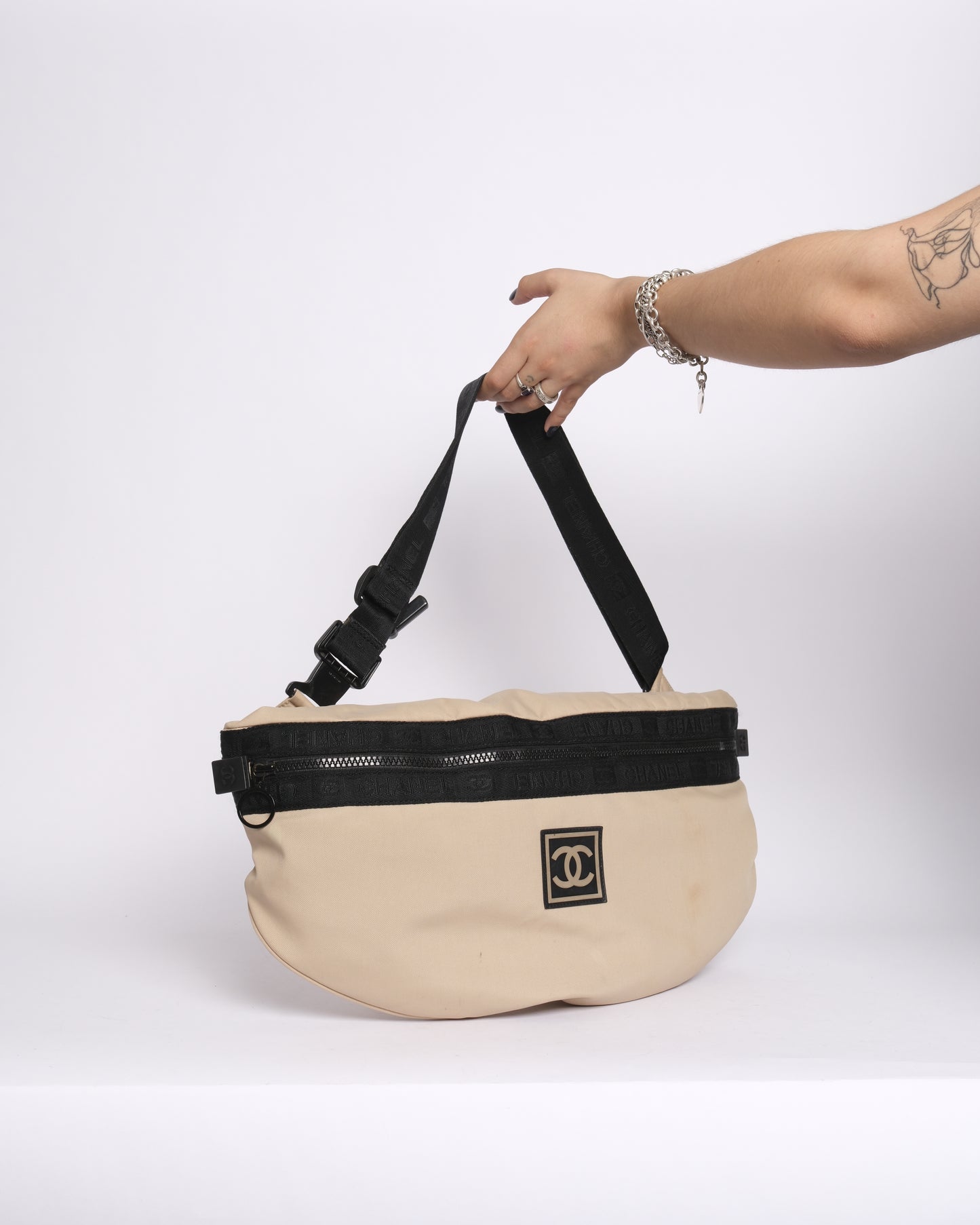 Chanel Ivory Nylon Sports Belt Bag