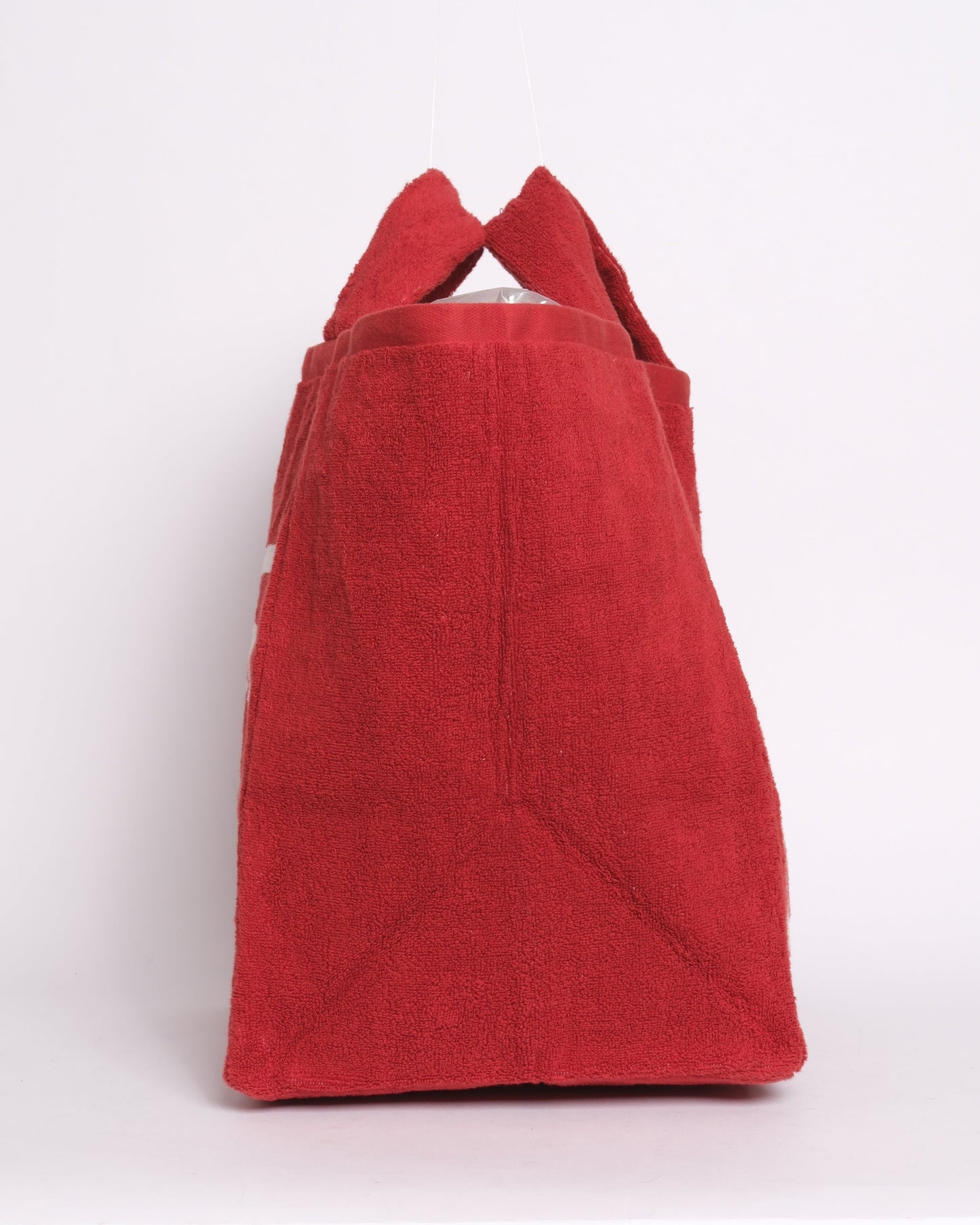 Chanel Red & White Terry Cloth Beach Towel Bag