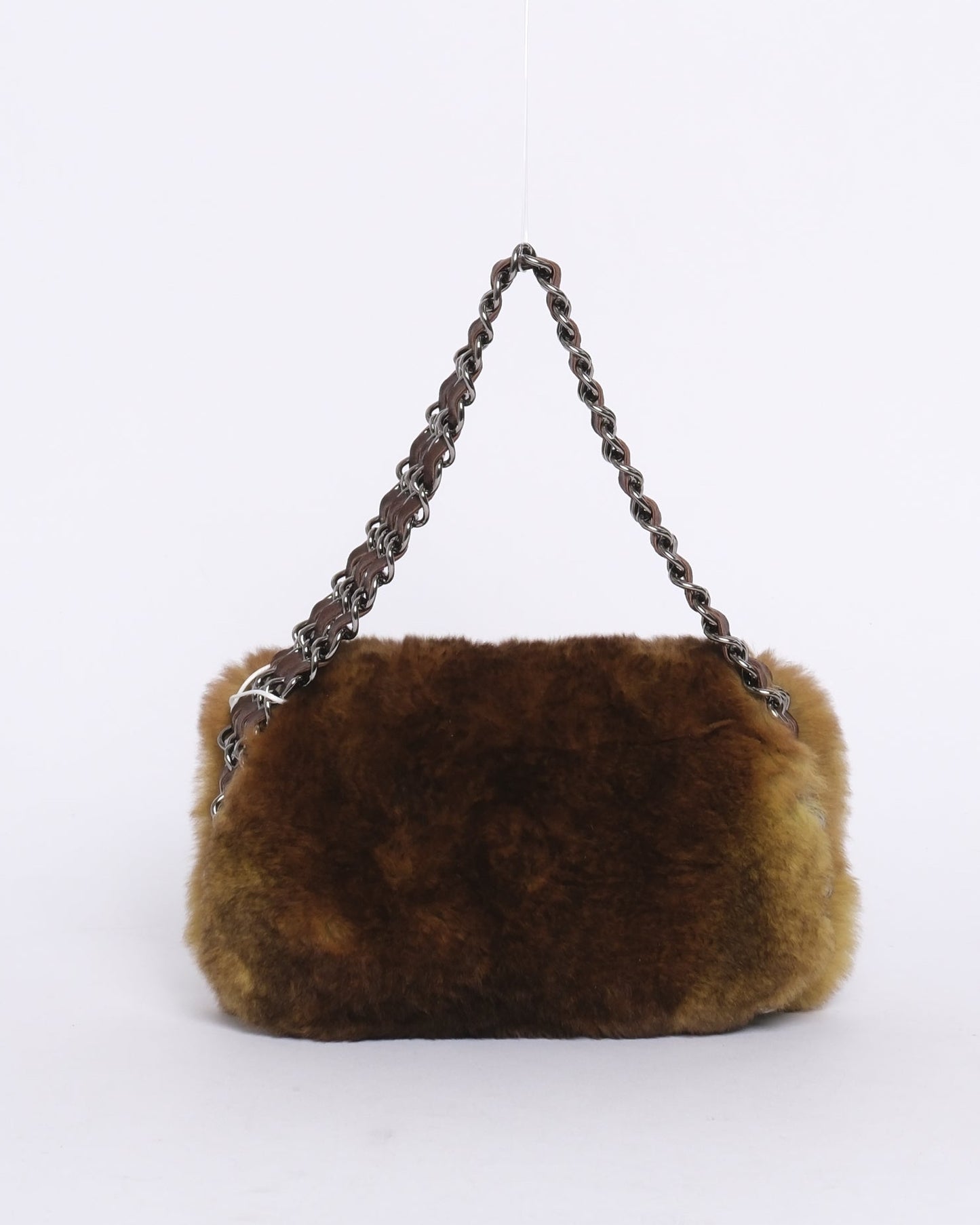 RARE Chanel Rabbit Fur Green Ombré 3 Strand Mini Flap Bag