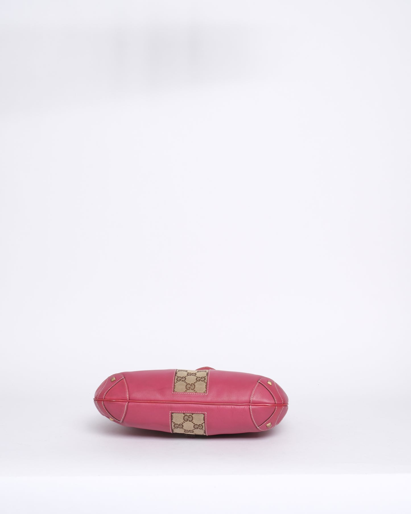 Gucci Pink Leather Bardot Monogram Detail Shoulder Bag