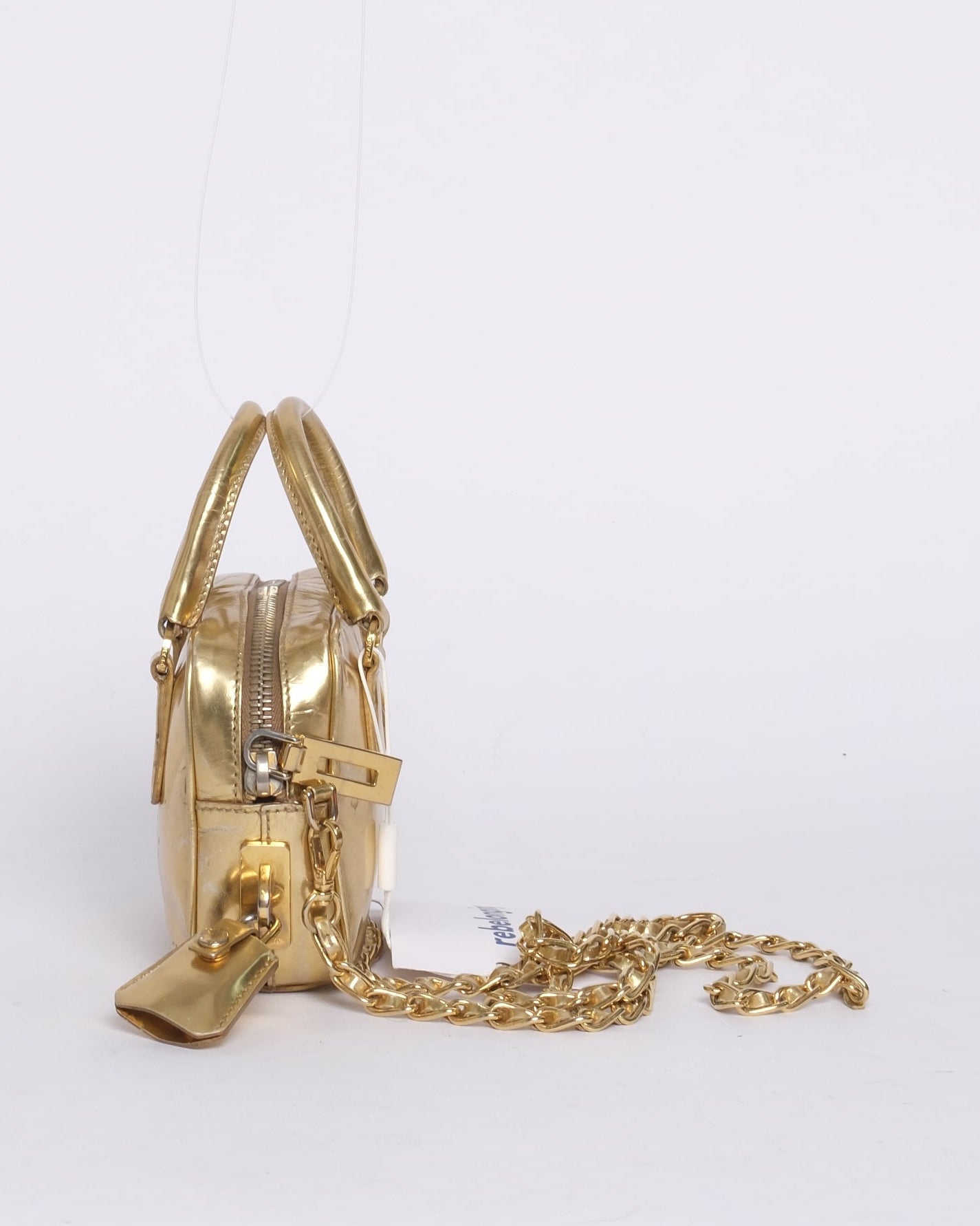 Prada Gold Metallic Leather Mini Bauletto Shoulder Bag