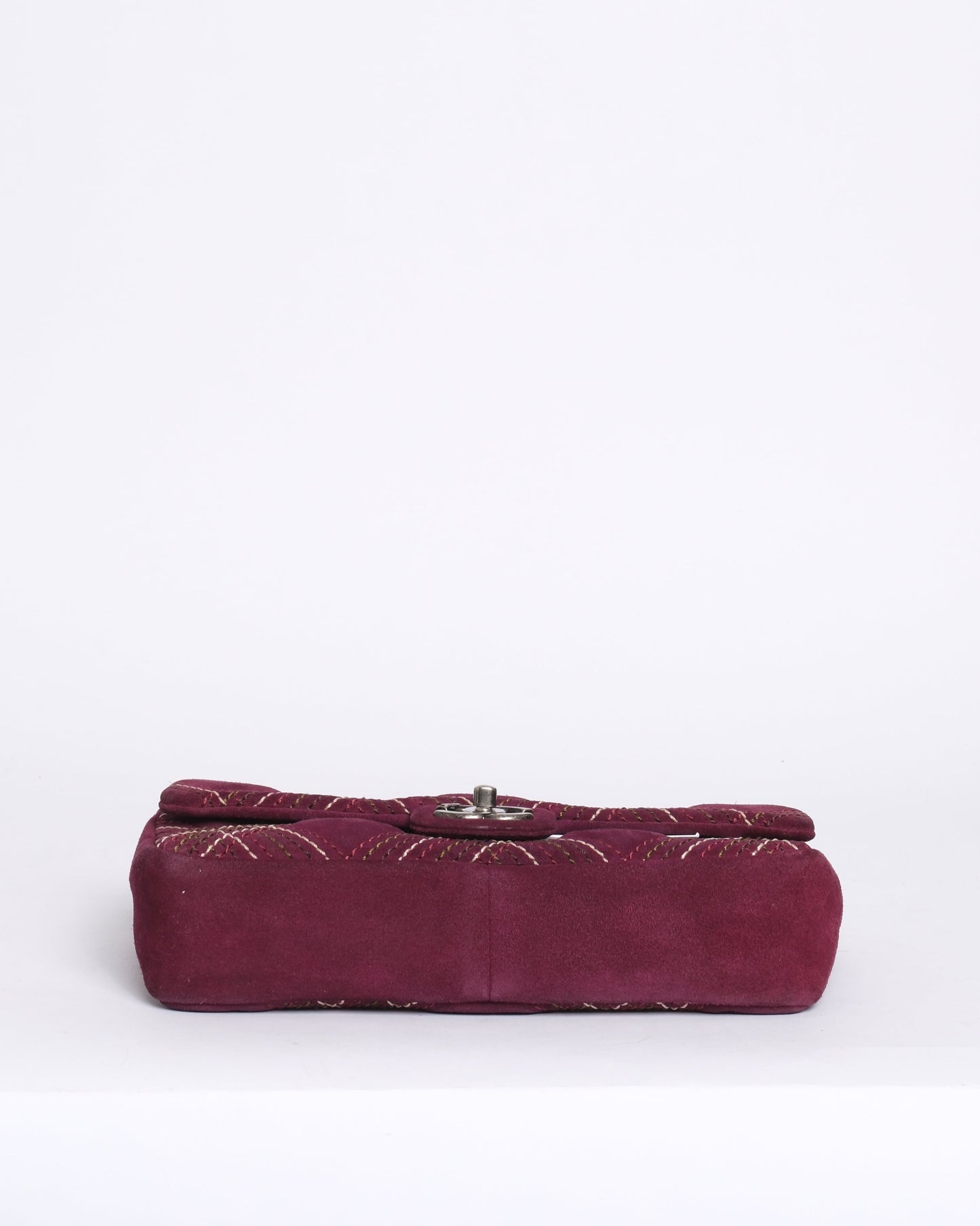 Chanel Burgundy Suede Wild Stitch Paris-Edinburgh Saltire Flap SHW
