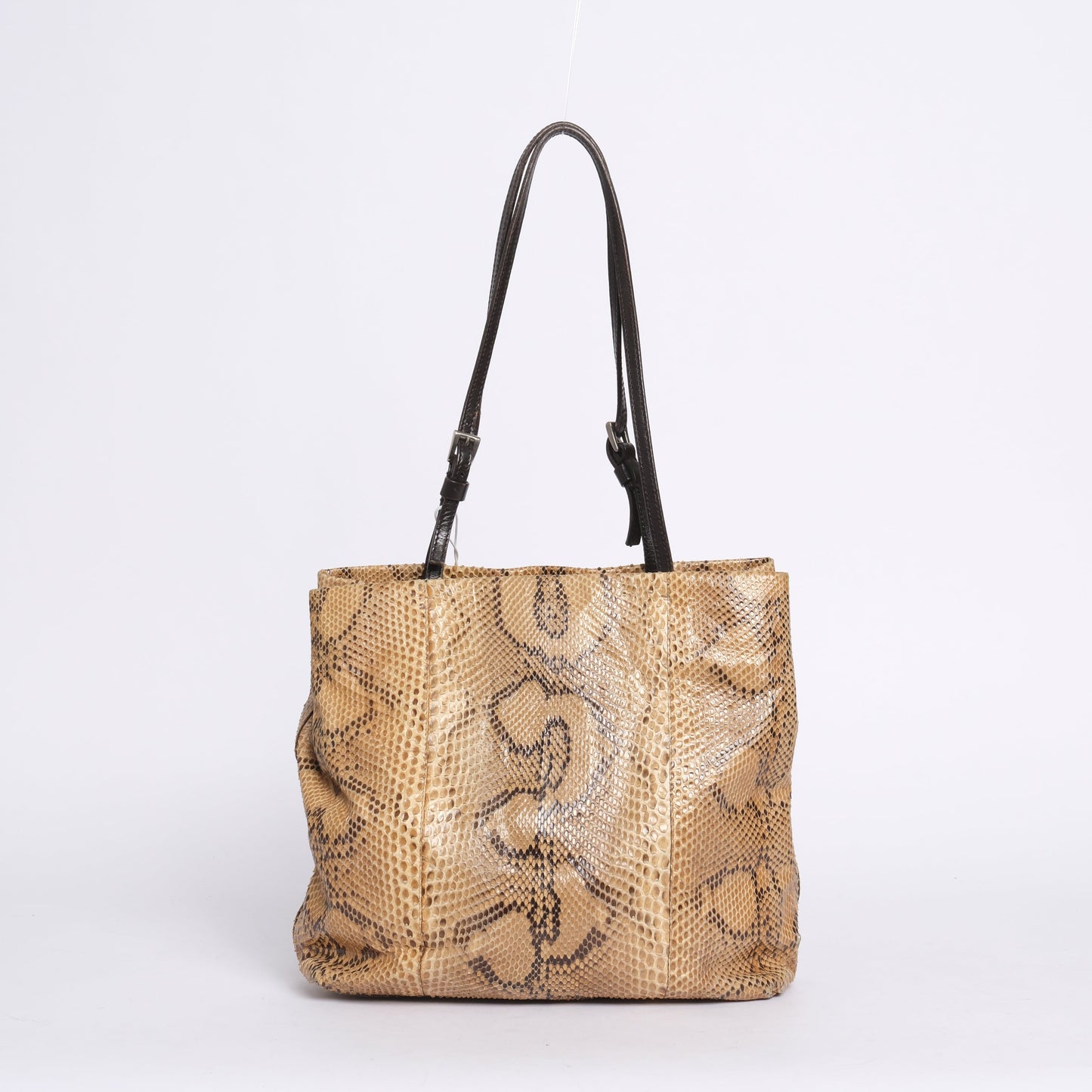 Prada Brown Snakeskin Leather Shoulder Bag