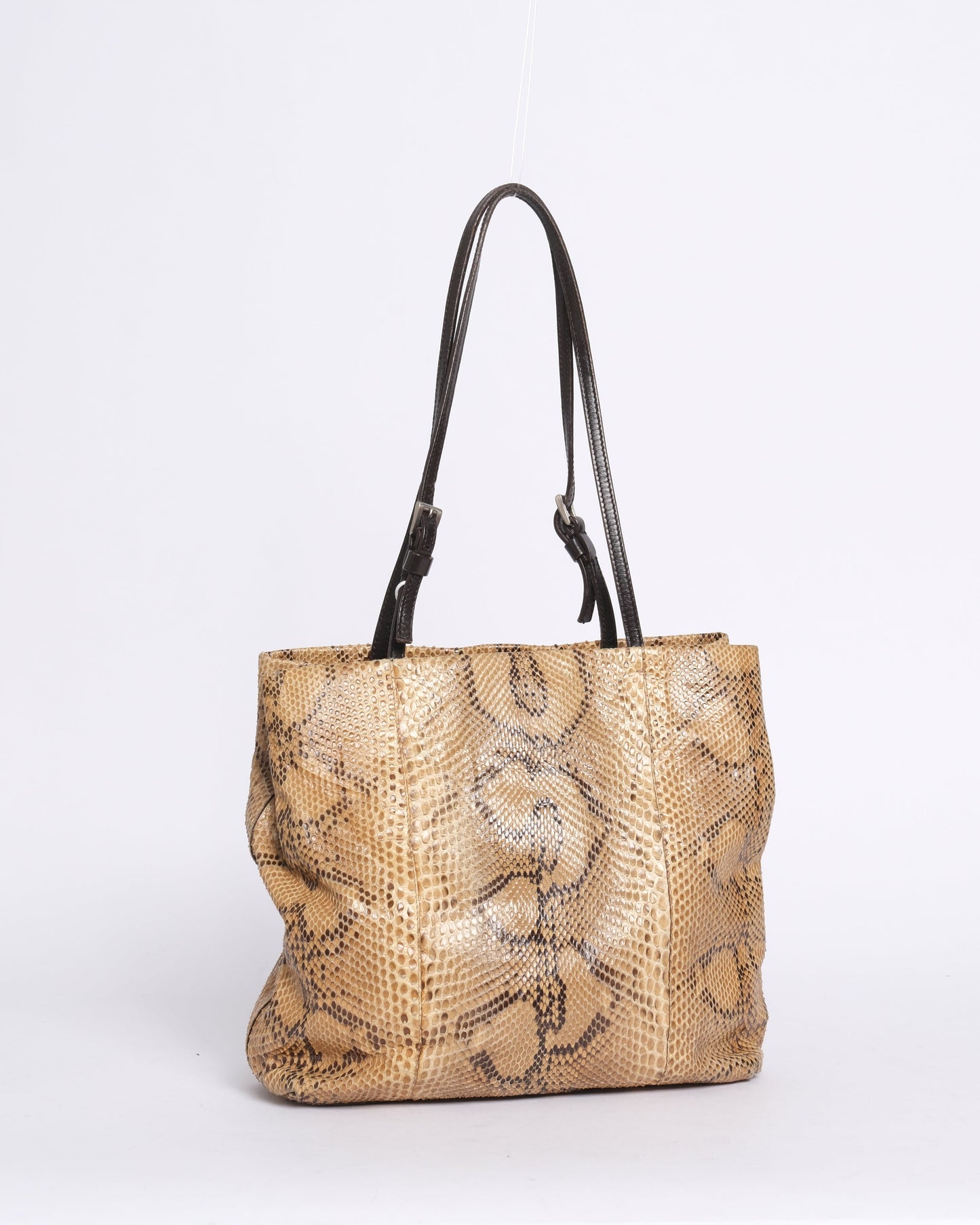 Prada Brown Snakeskin Leather Shoulder Bag