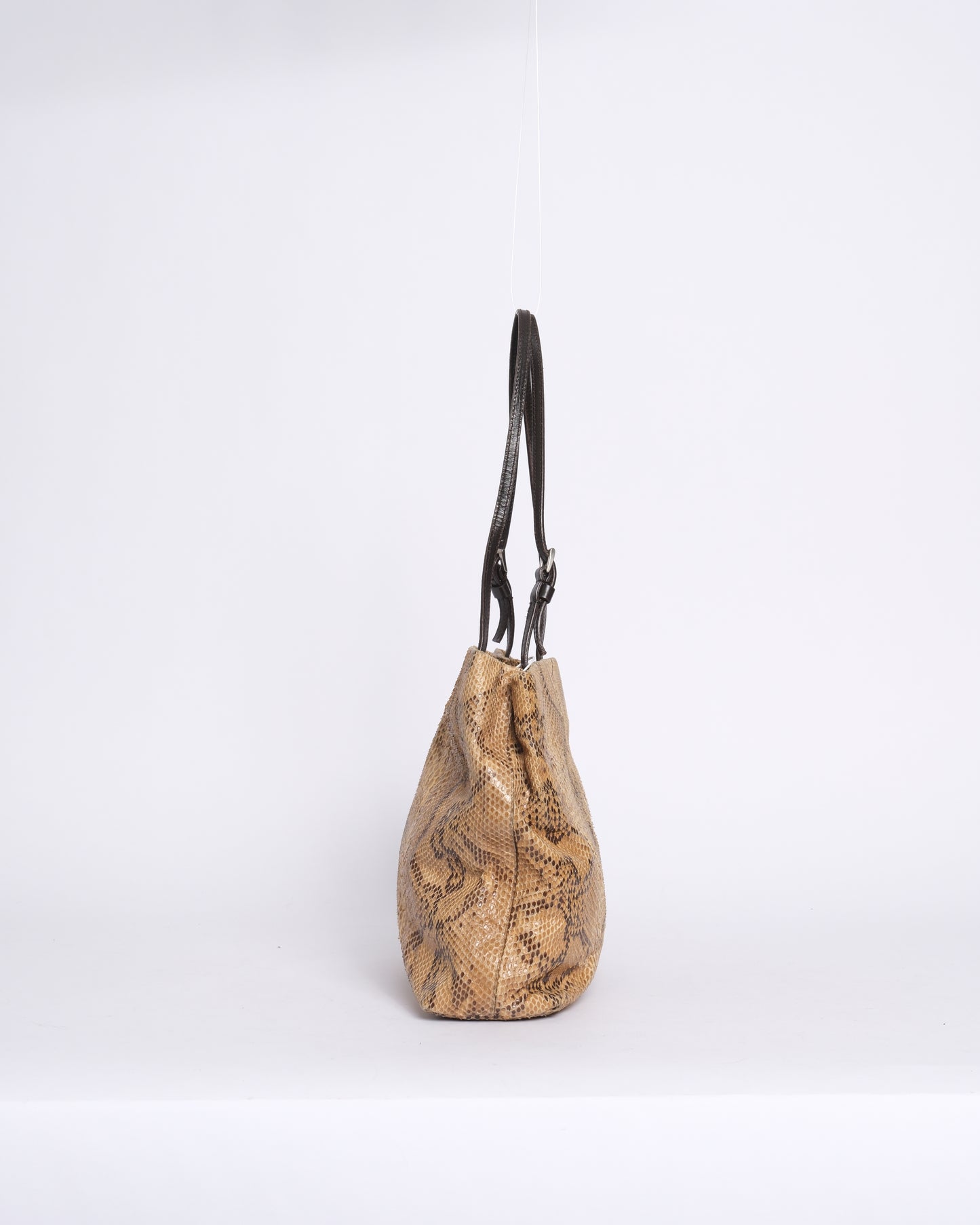Prada Brown Snakeskin Leather Shoulder Bag