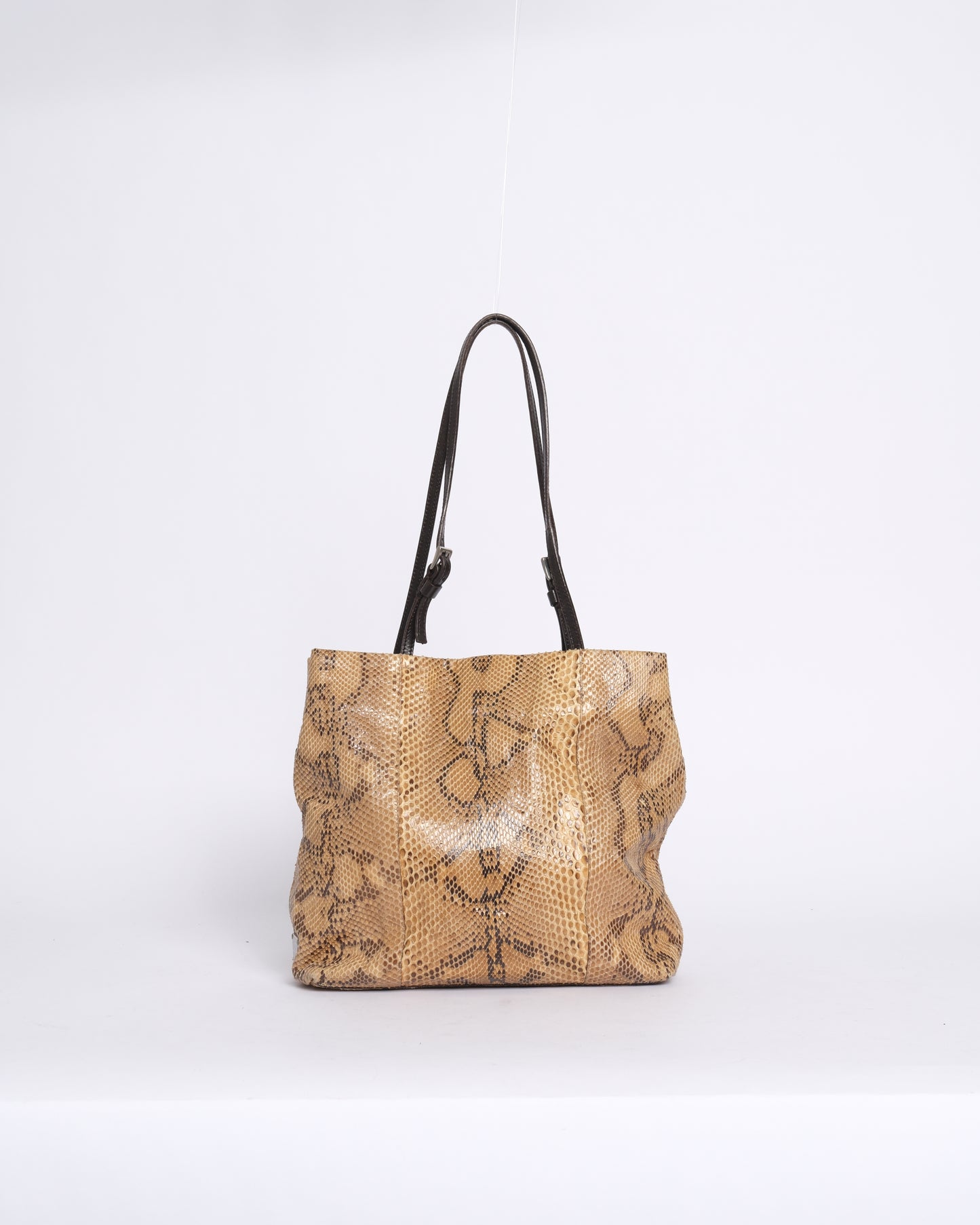 Prada Brown Snakeskin Leather Shoulder Bag