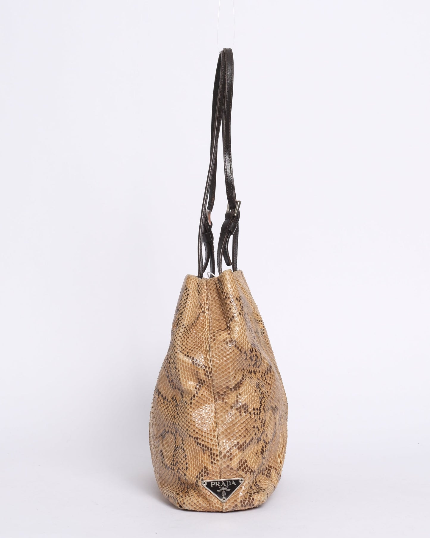 Prada Brown Snakeskin Leather Shoulder Bag