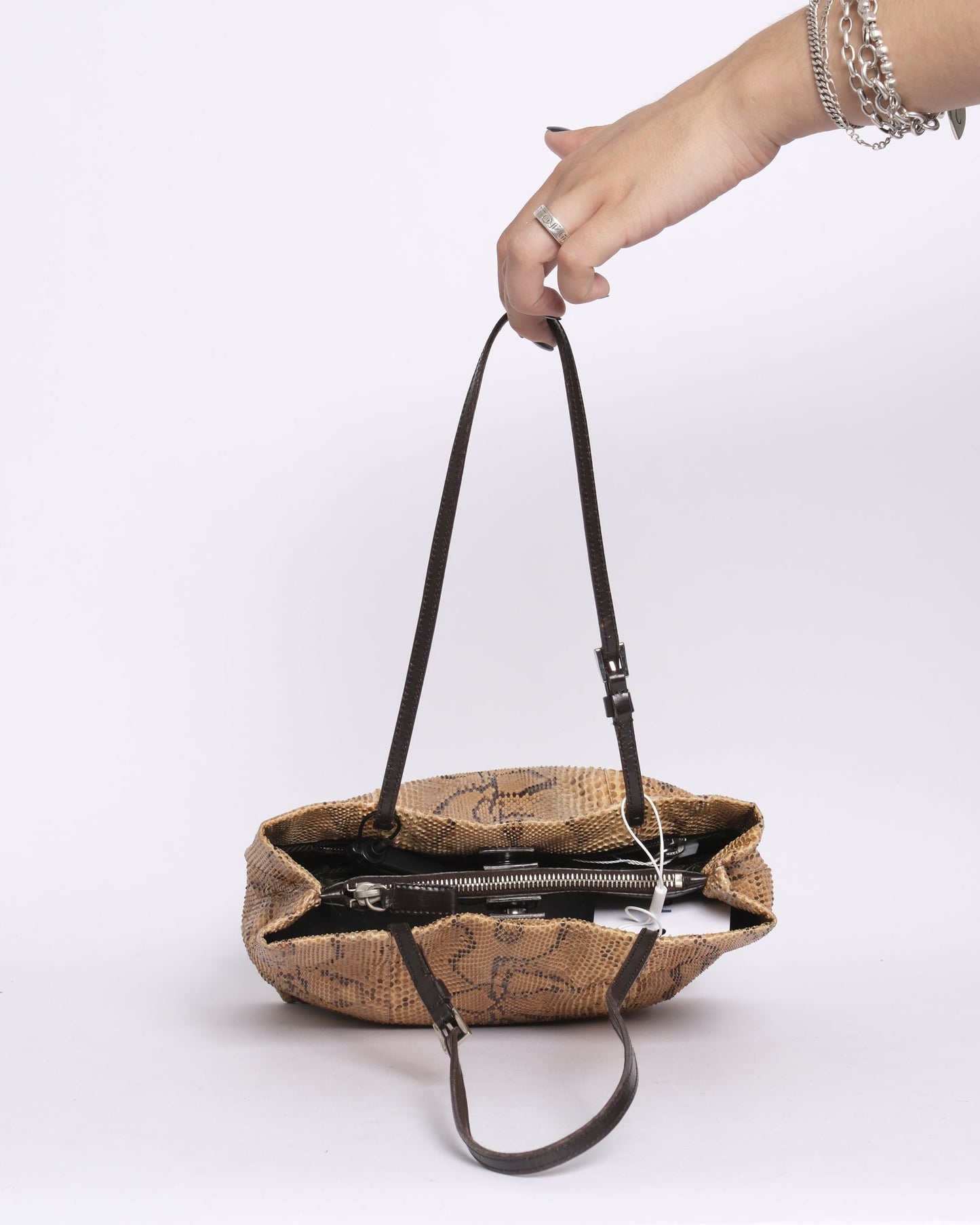 Prada Brown Snakeskin Leather Shoulder Bag