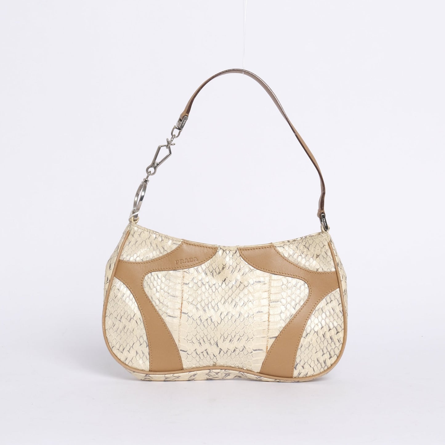 RARE Prada Sport Beige & Brown Metallic Python Leather Small  Shoulder Bag