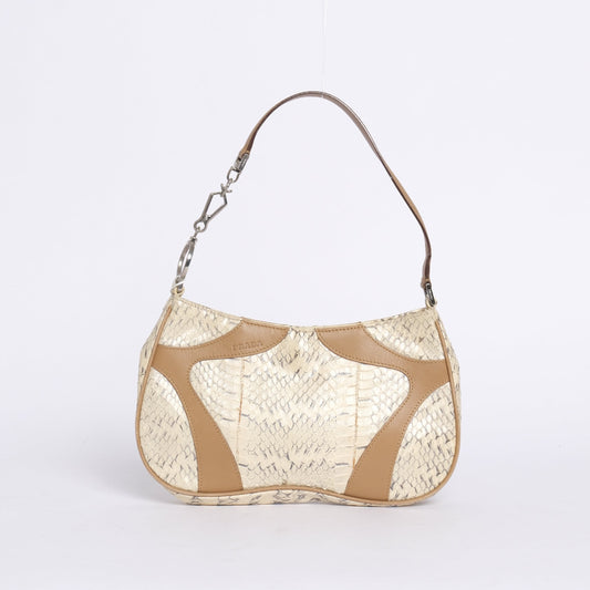 RARE Prada Sport Beige & Brown Metallic Python Leather Small  Shoulder Bag