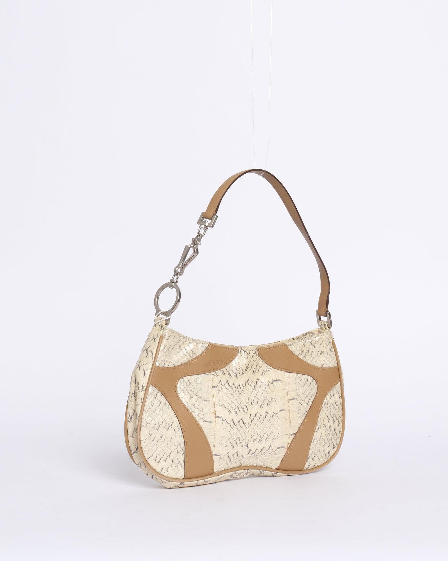 RARE Prada Sport Beige & Brown Metallic Python Leather Small  Shoulder Bag