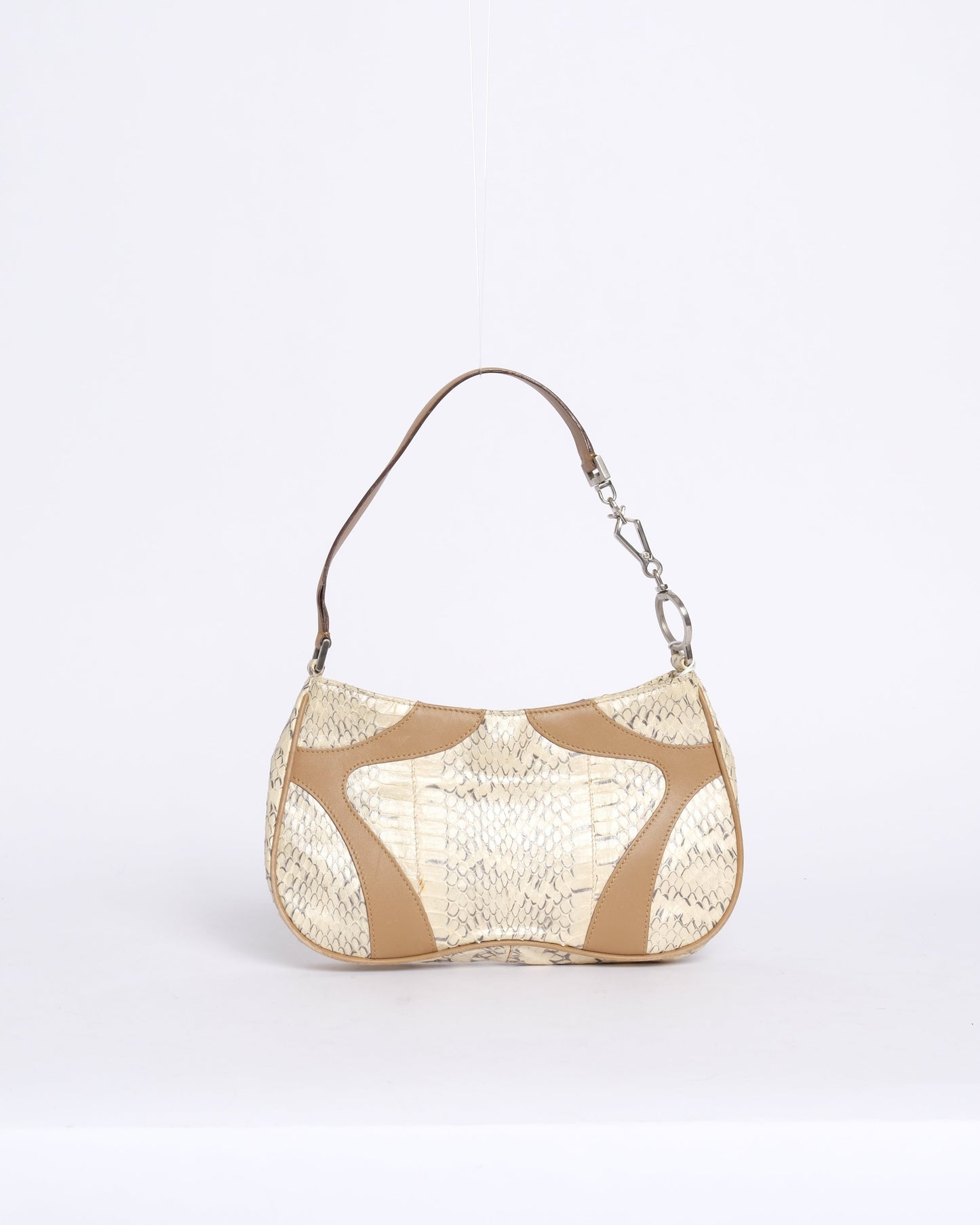 RARE Prada Sport Beige & Brown Metallic Python Leather Small  Shoulder Bag