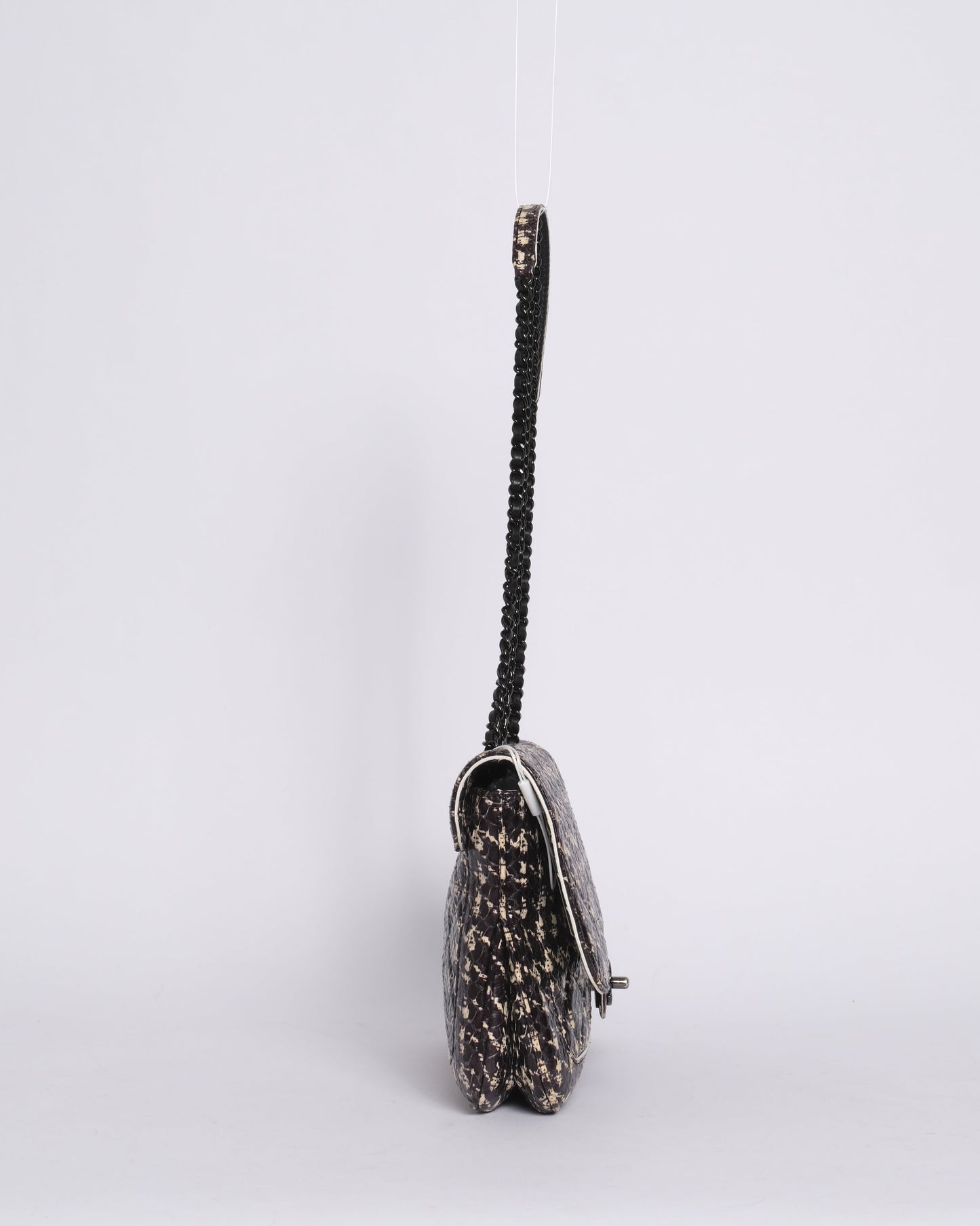 RARE Chanel Python Houndstooth Printed Accordion Flap Bag