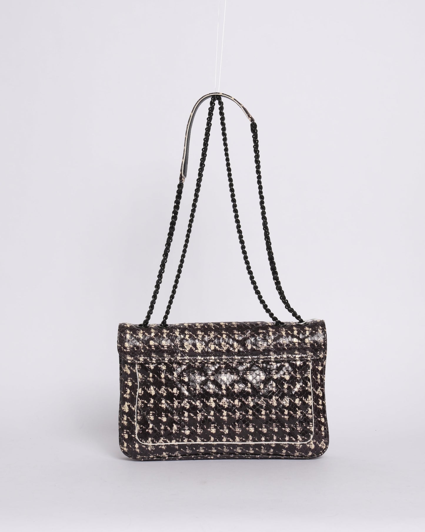 RARE Chanel Python Houndstooth Printed Accordion Flap Bag