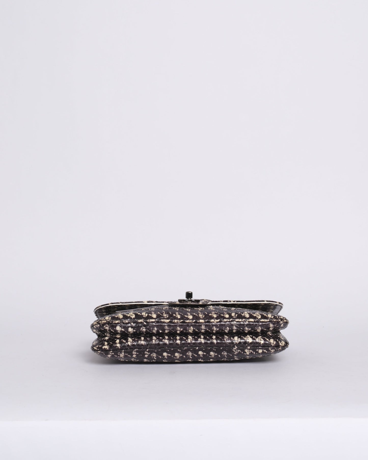 RARE Chanel Python Houndstooth Printed Accordion Flap Bag