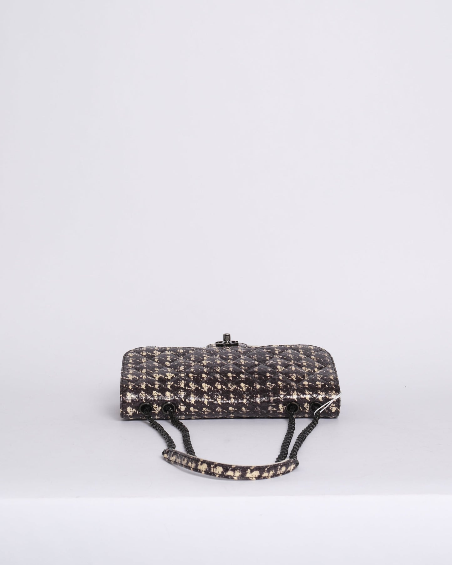 RARE Chanel Python Houndstooth Printed Accordion Flap Bag