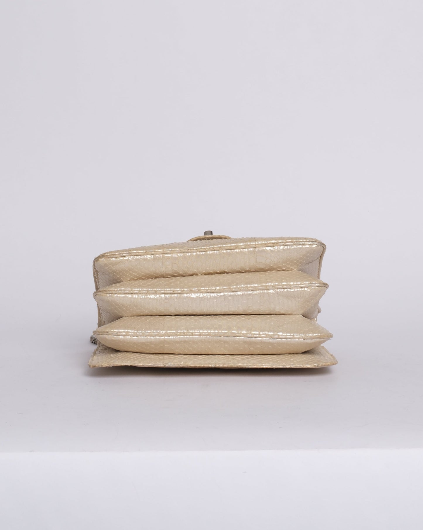 Chanel Python Metallic Cream Accordion Flap Bag