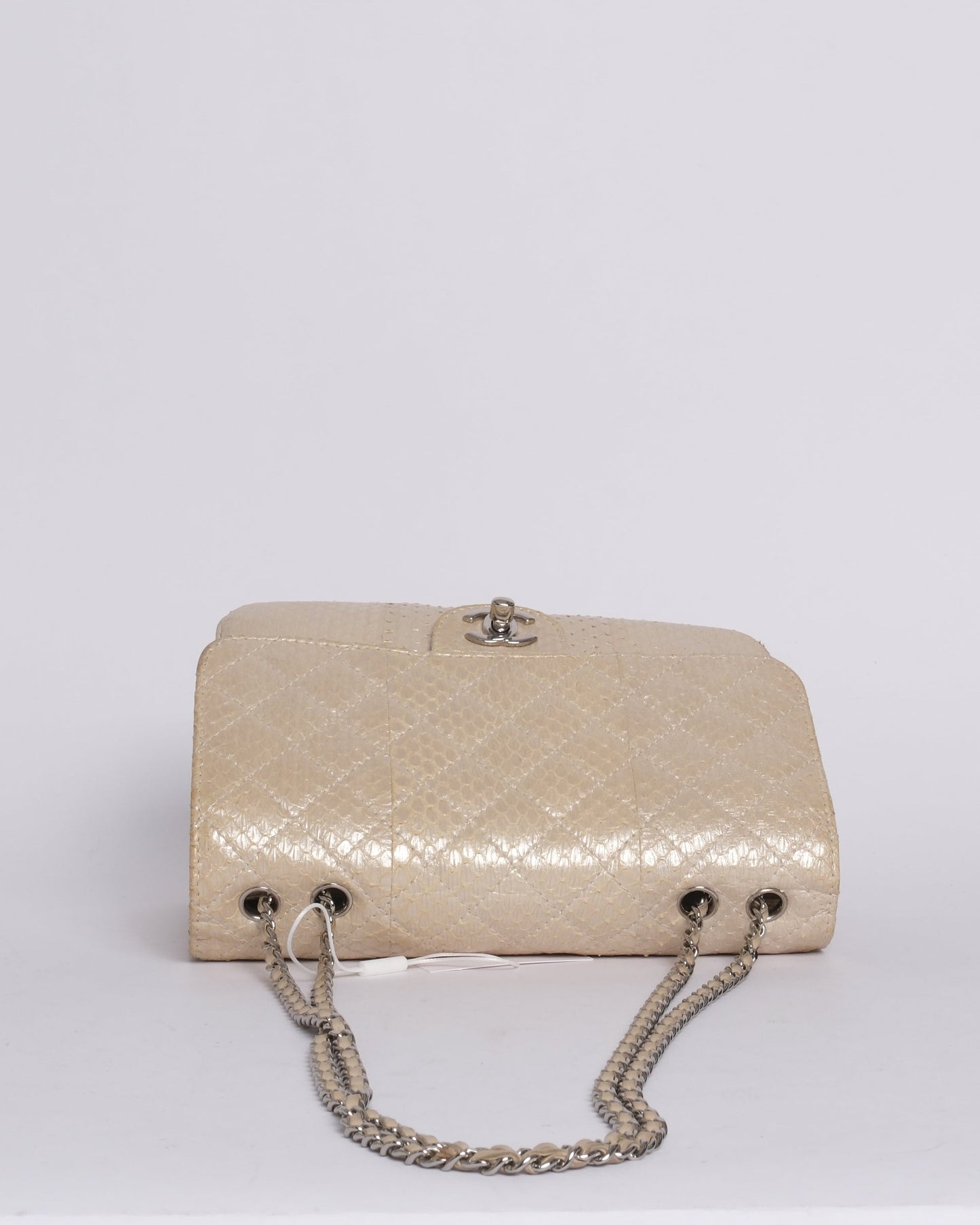 Chanel Python Metallic Cream Accordion Flap Bag