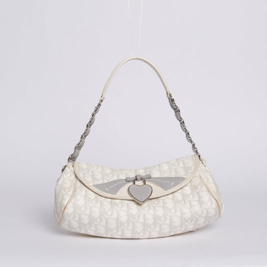 Christian Dior White & Gray PVC Leather Shoulder Bag