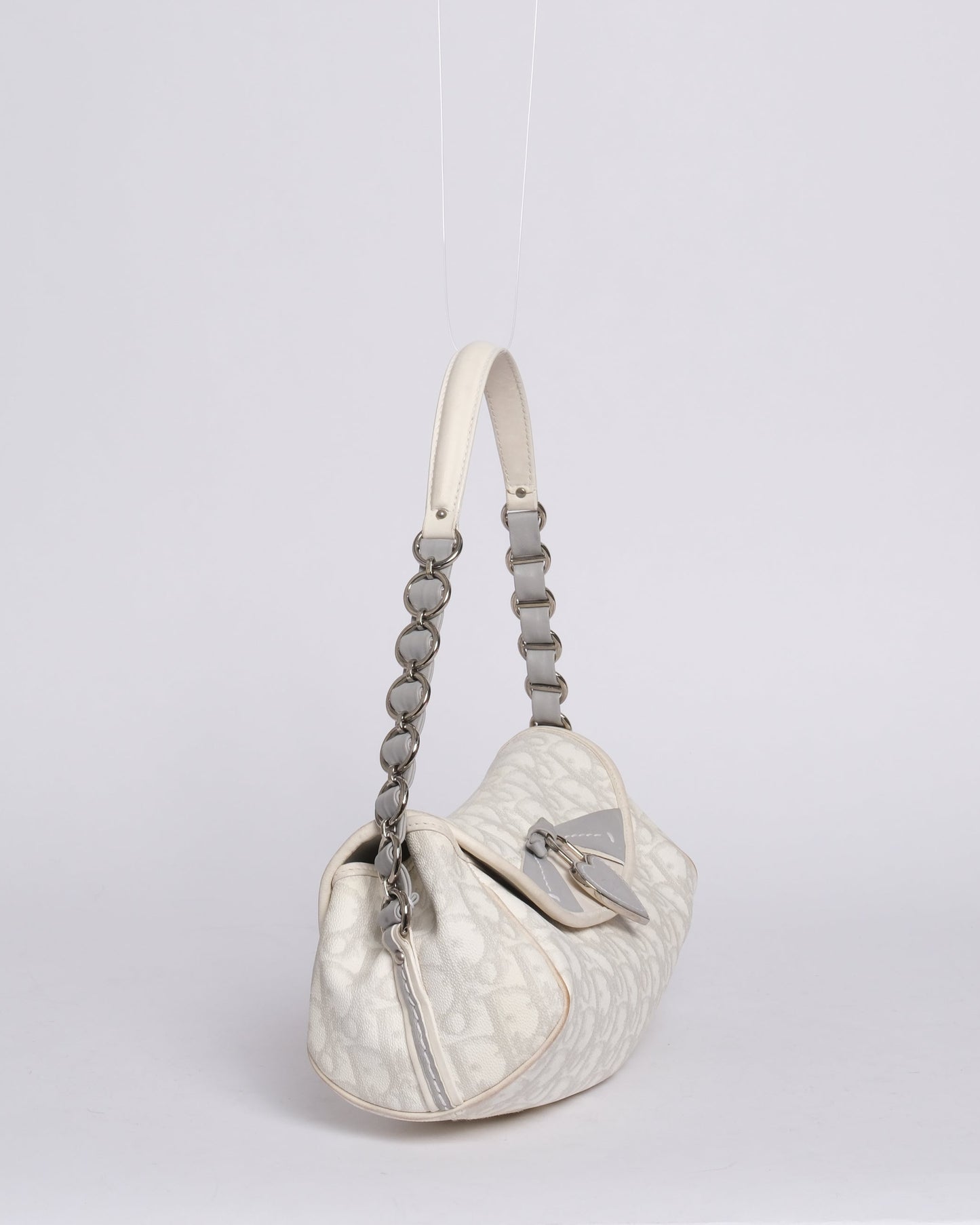 Christian Dior White & Gray PVC Leather Shoulder Bag