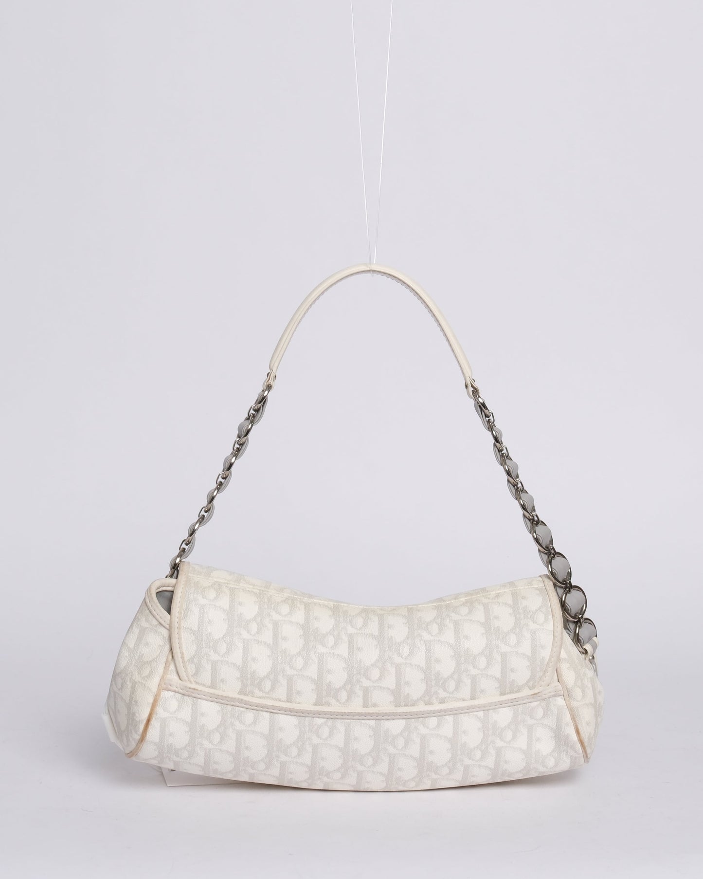 Christian Dior White & Gray PVC Leather Shoulder Bag