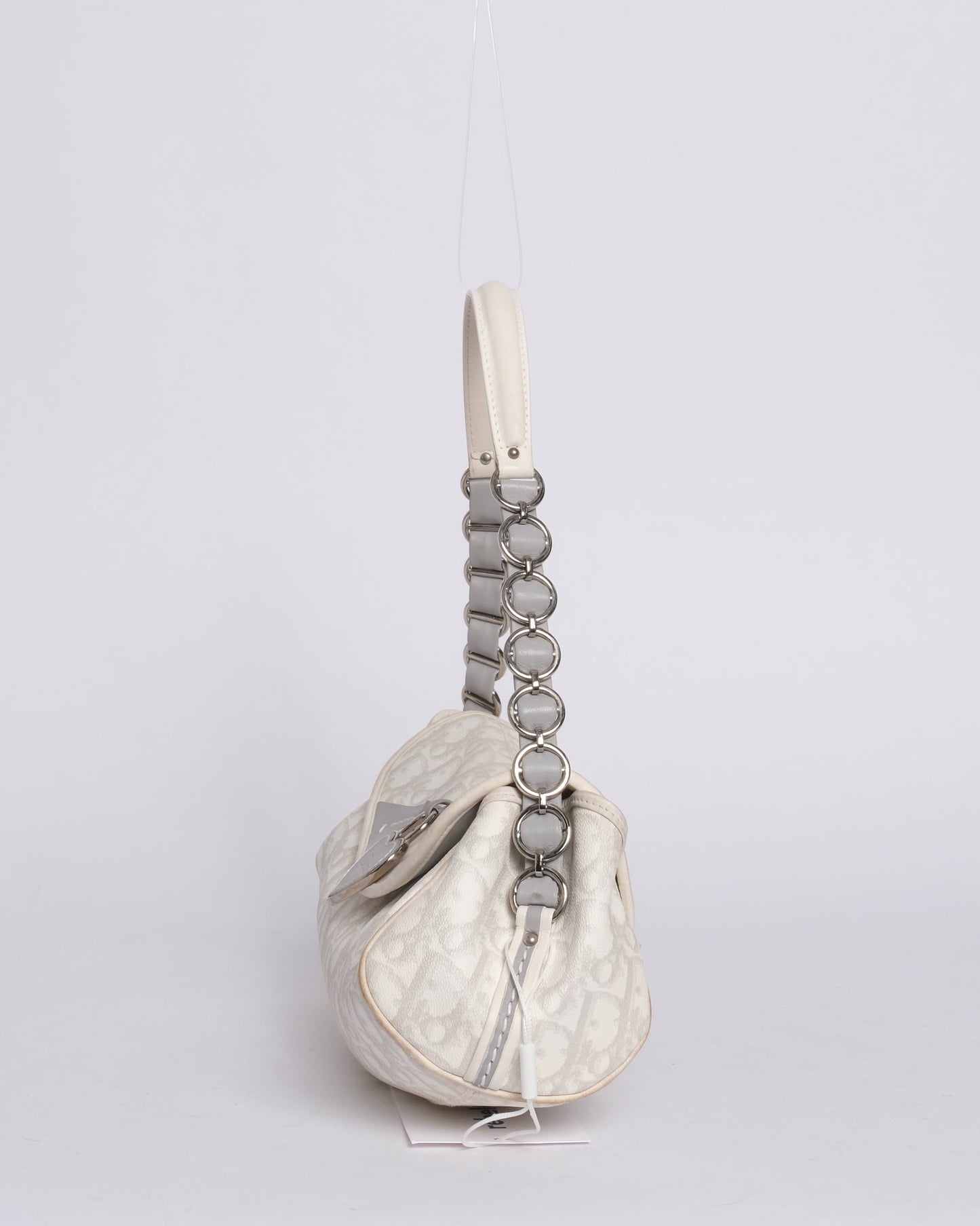 Christian Dior White & Gray PVC Leather Shoulder Bag