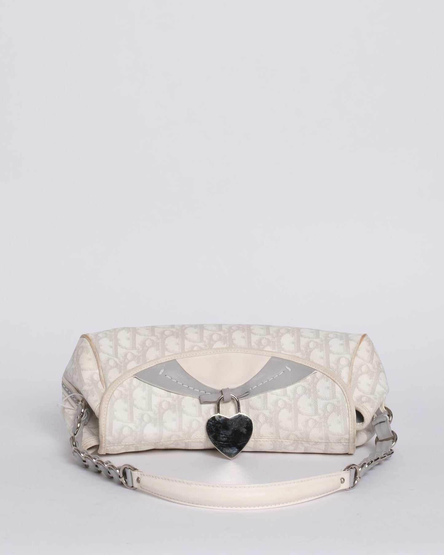 Christian Dior White & Gray PVC Leather Shoulder Bag