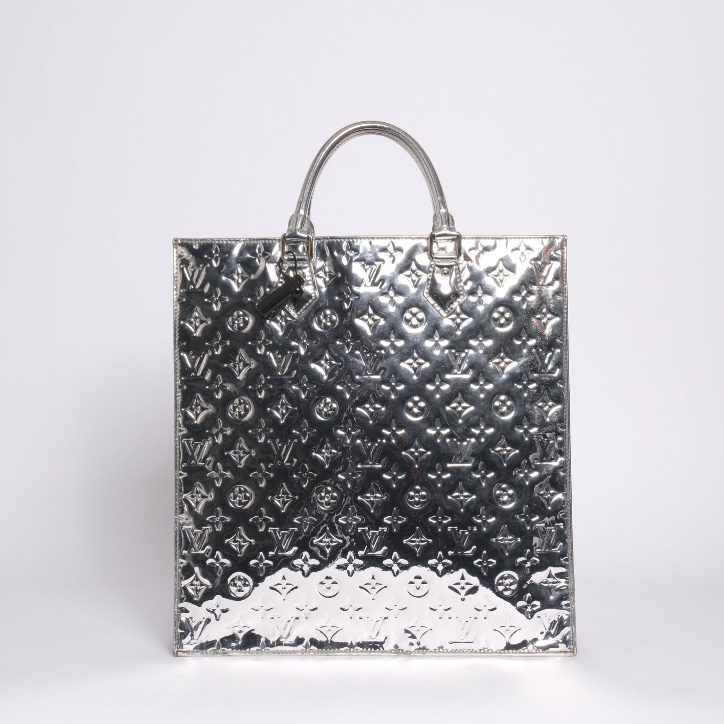 Louis Vuitton Silver Metallic Vernis Monogram Sac Plat Handbag