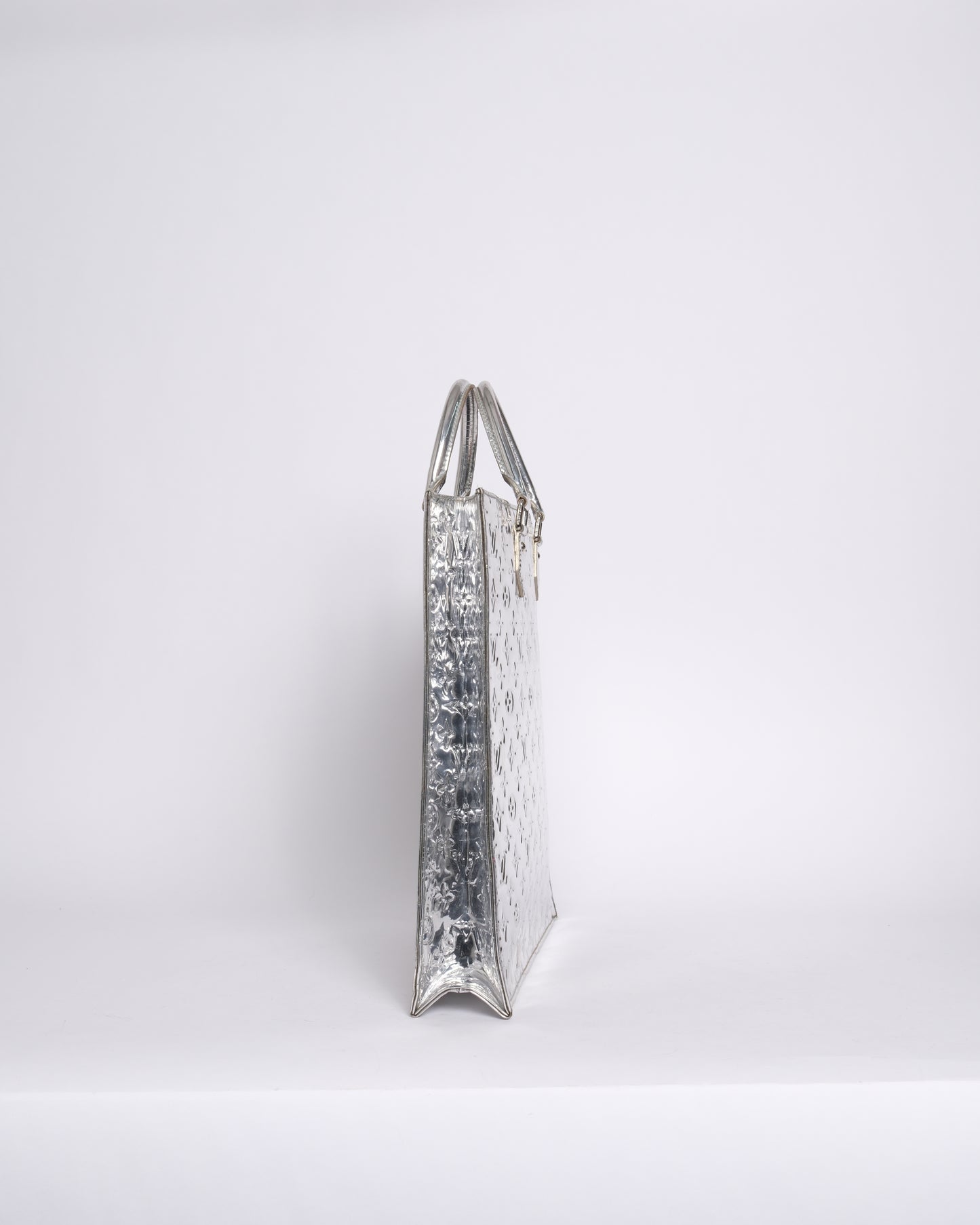 Louis Vuitton Silver Metallic Vernis Monogram Sac Plat Handbag