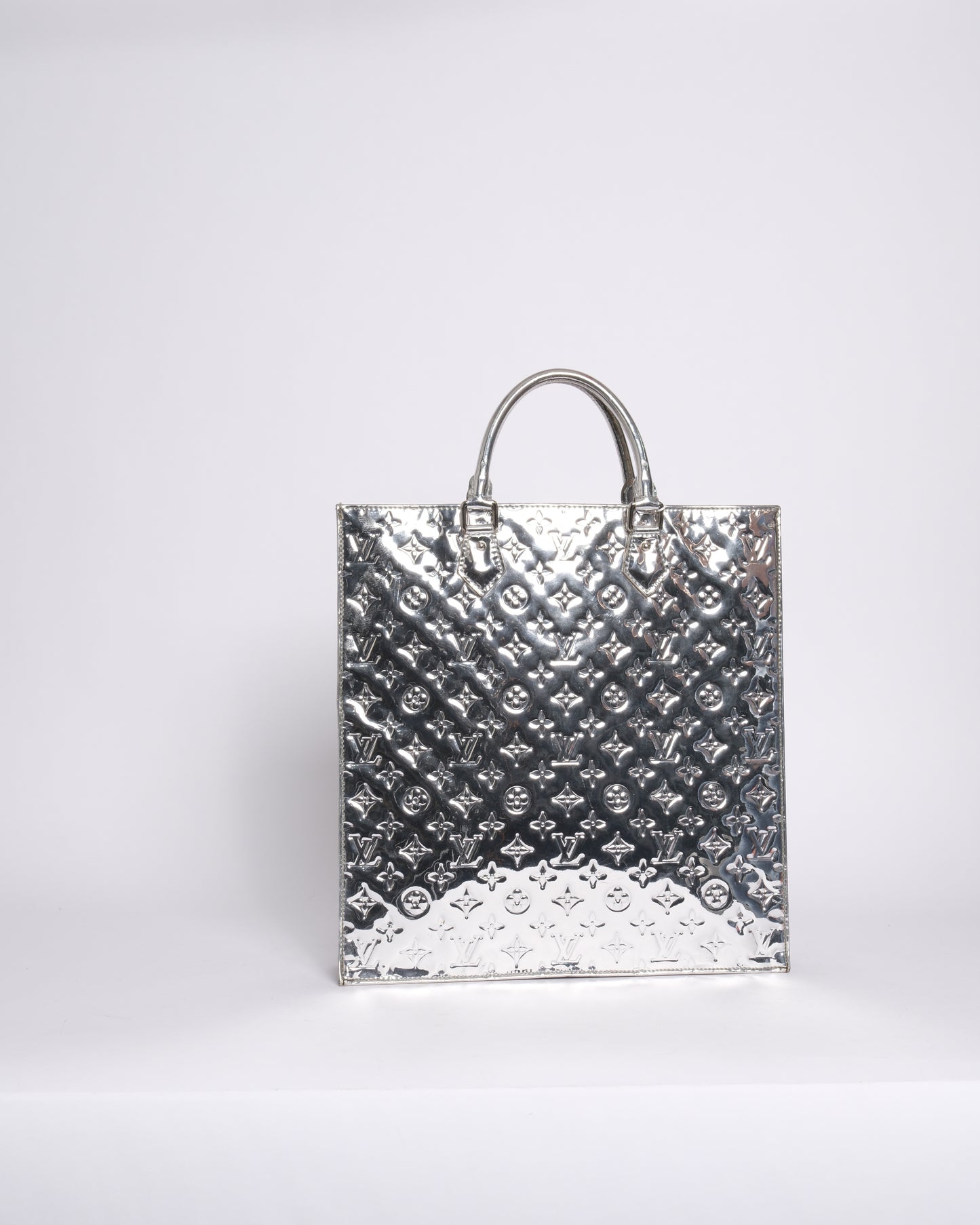 Louis Vuitton Silver Metallic Vernis Monogram Sac Plat Handbag
