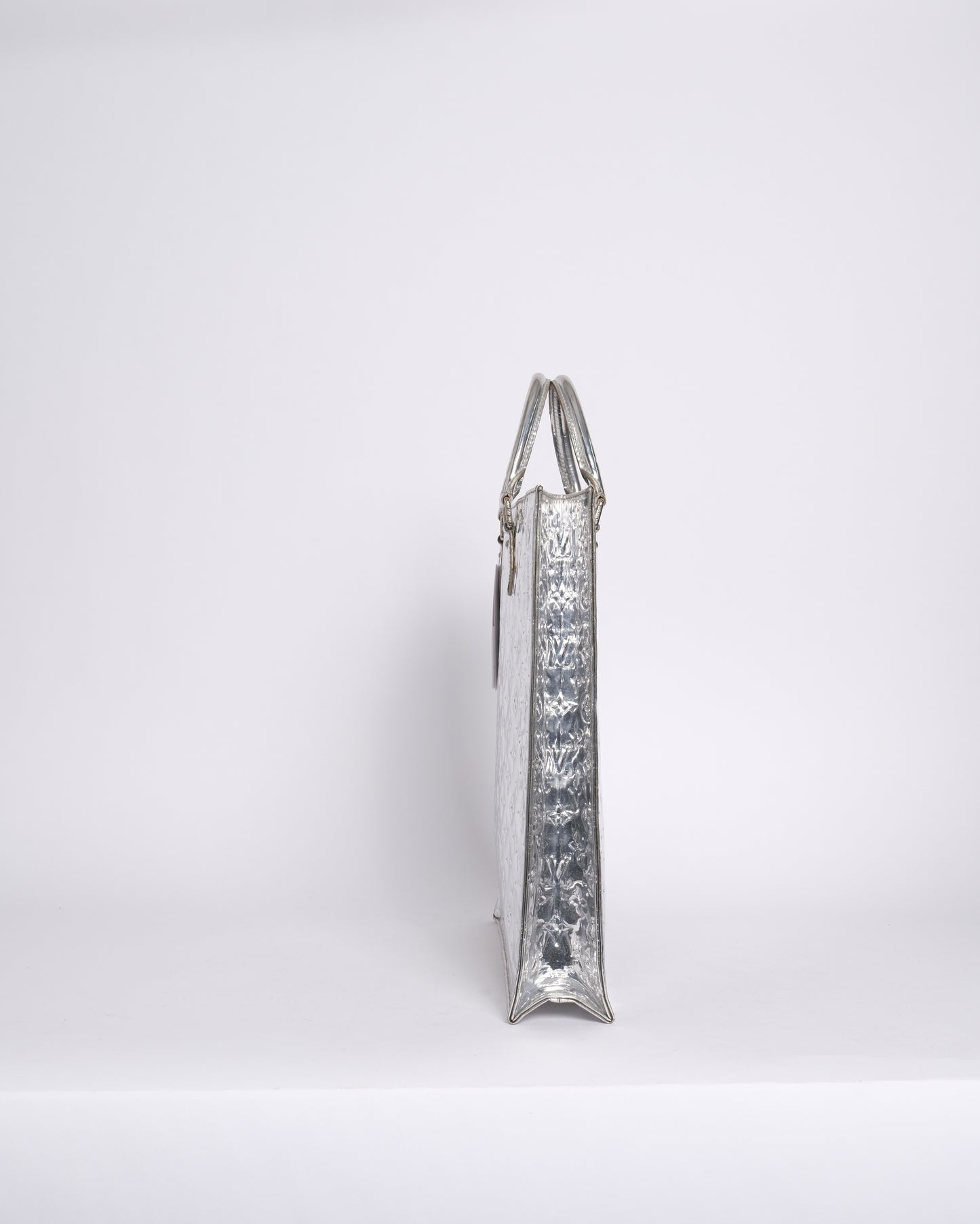 Louis Vuitton Silver Metallic Vernis Monogram Sac Plat Handbag