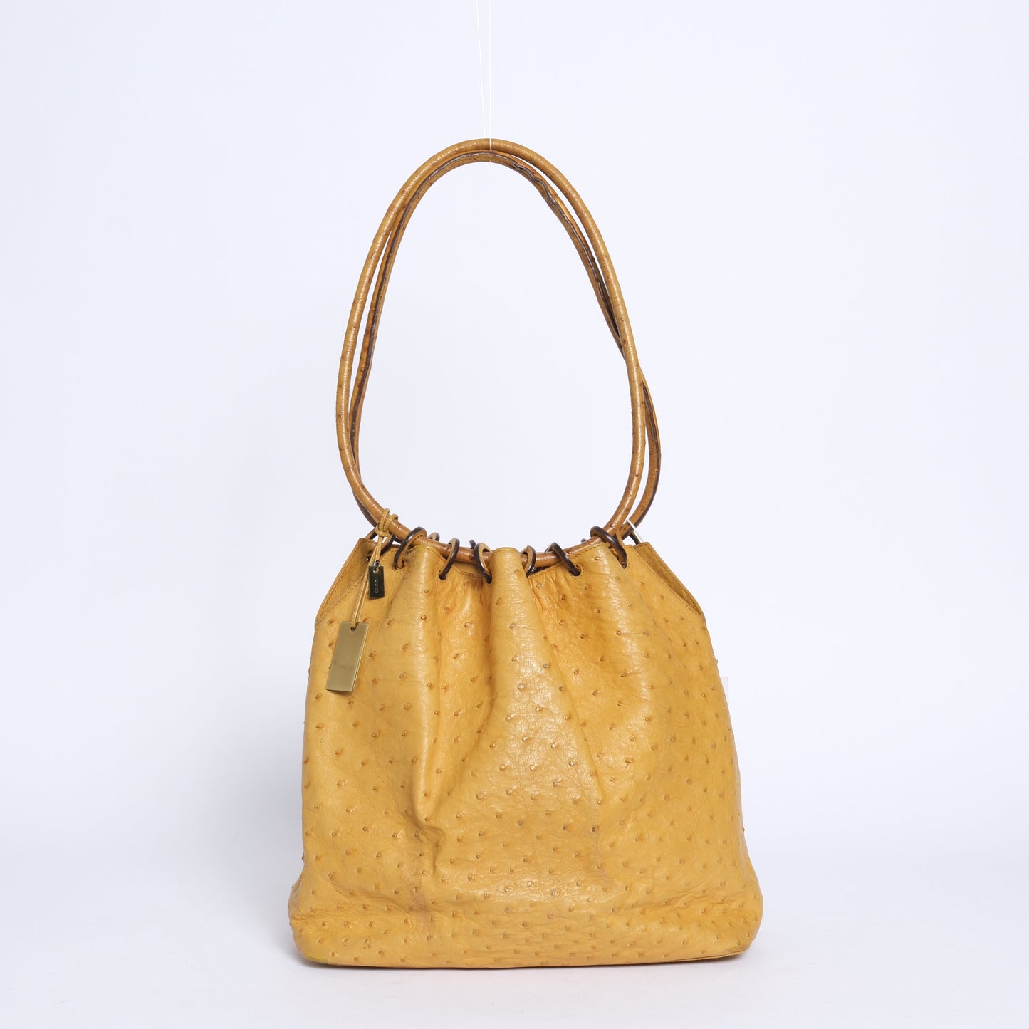 RARE Gucci Yellow Ostrich Shoulder Bag
