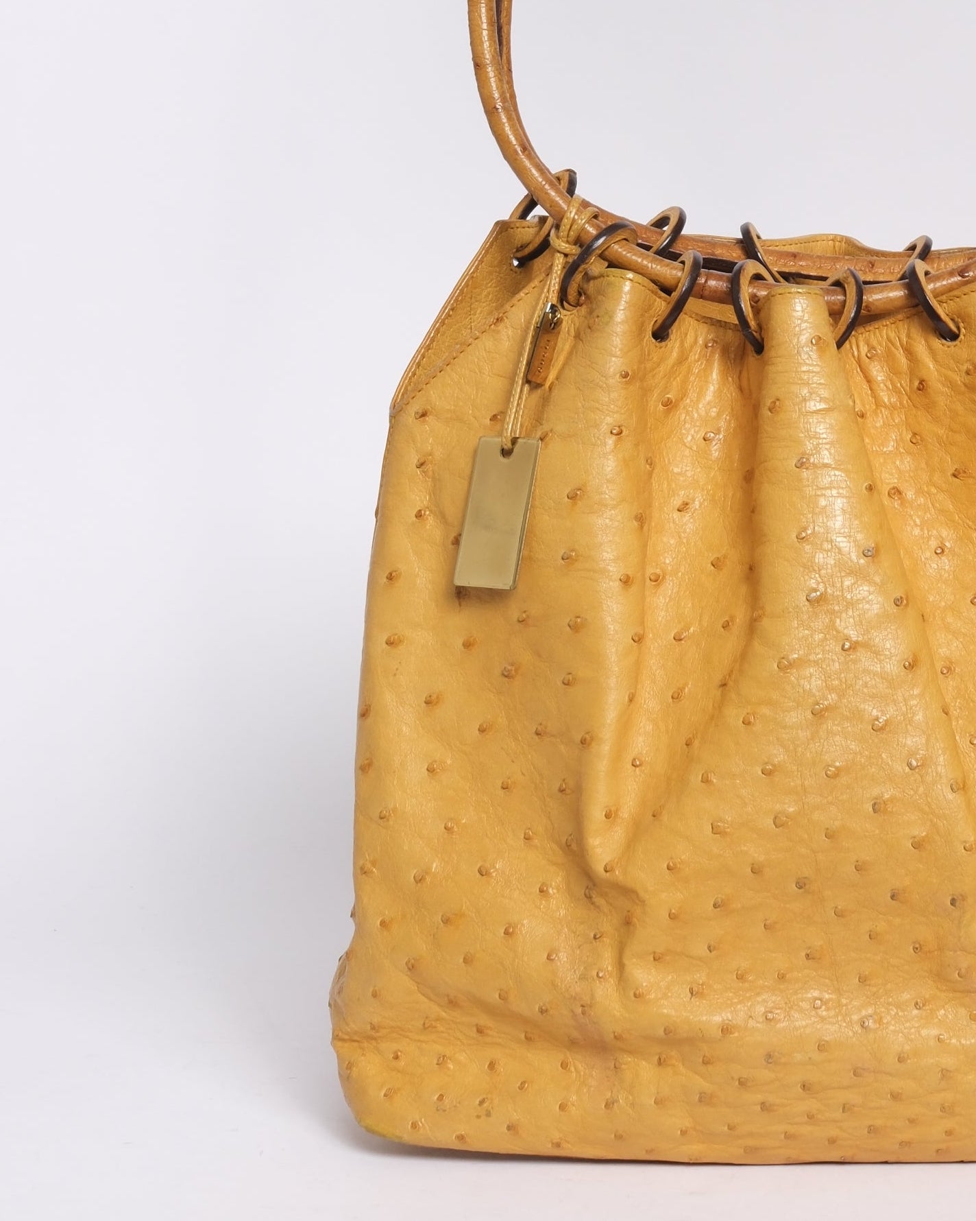 RARE Gucci Yellow Ostrich Shoulder Bag