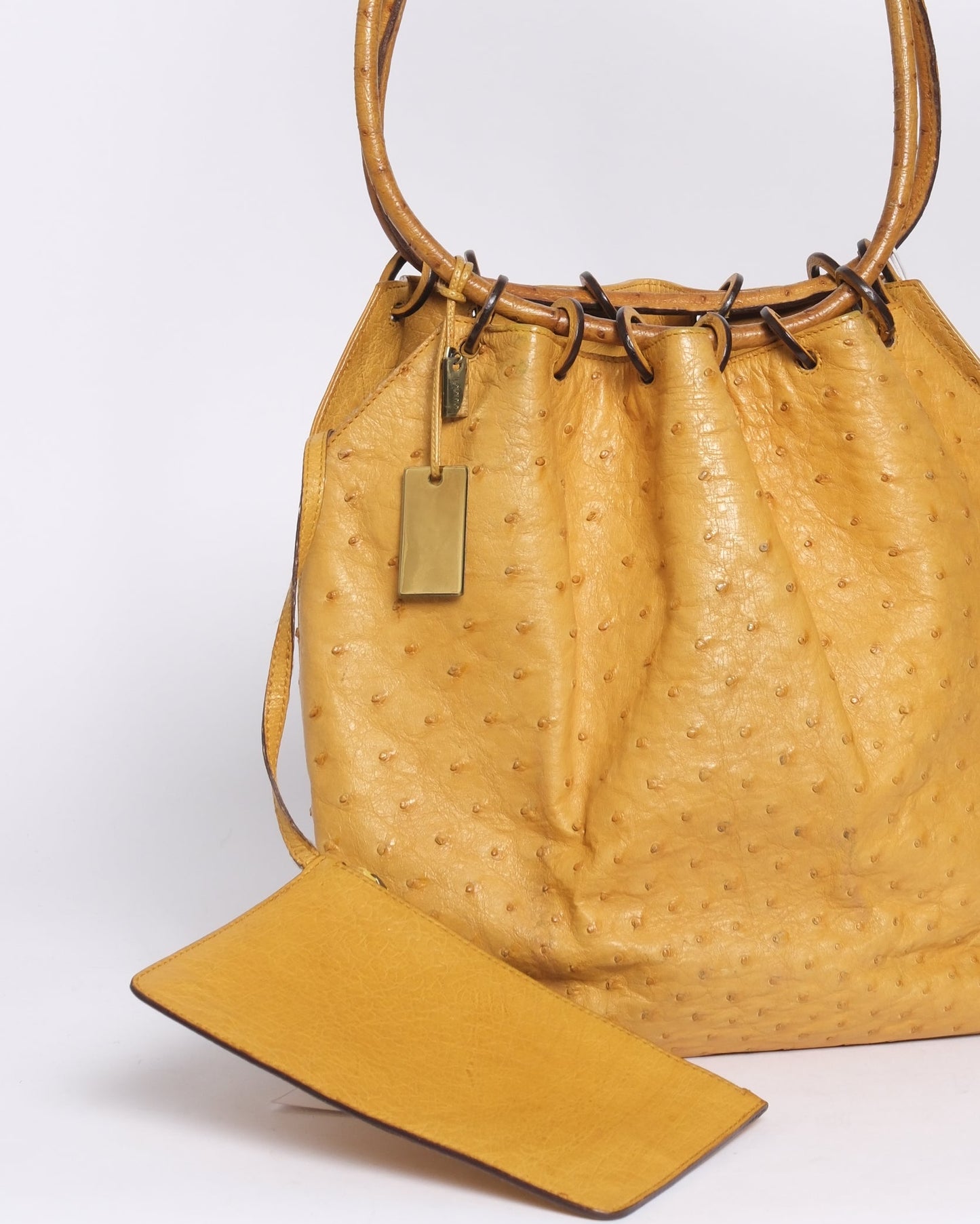 RARE Gucci Yellow Ostrich Shoulder Bag